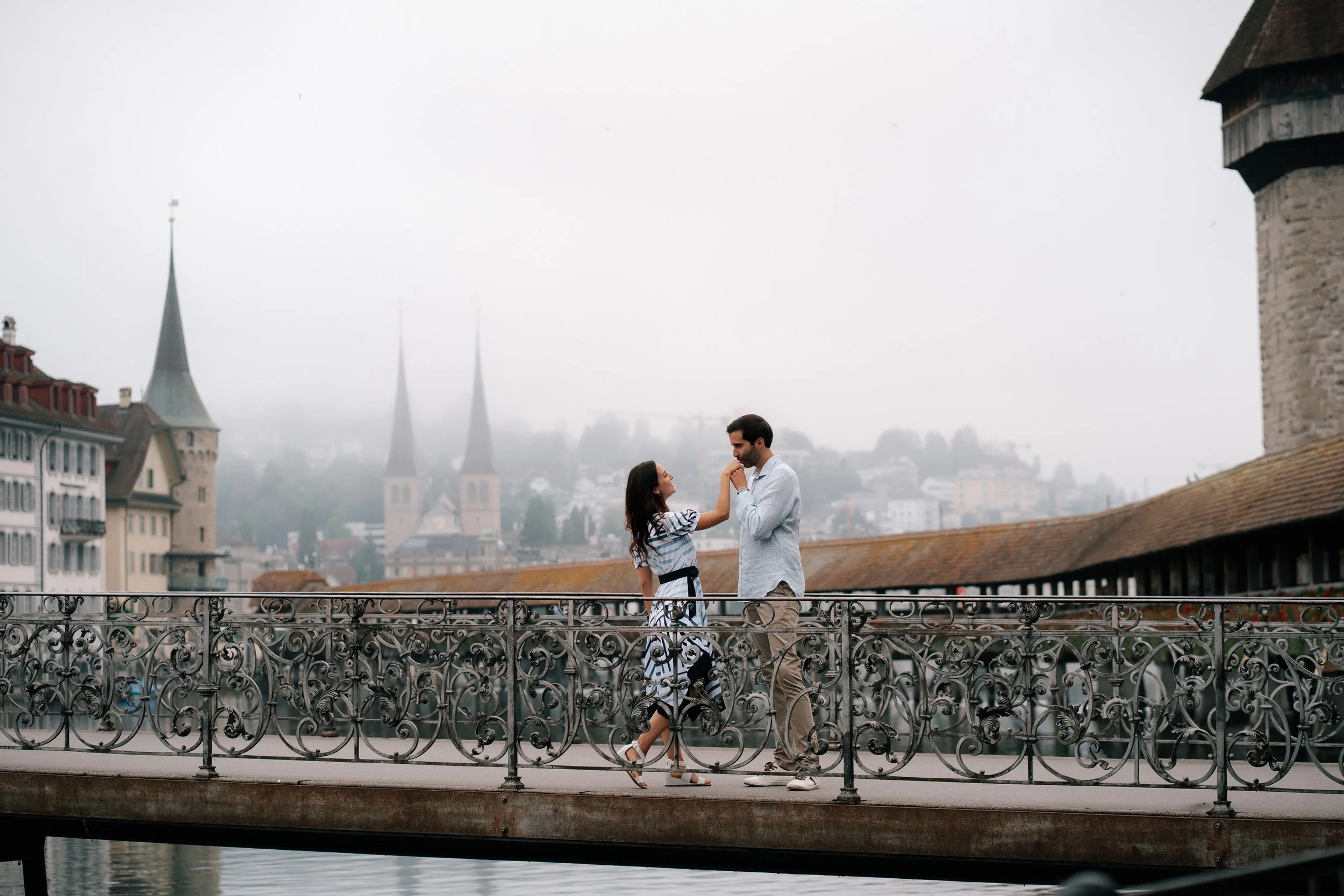 Couple Photos on Rathaussteg Bridge Luzern | Switzerland Travel Session