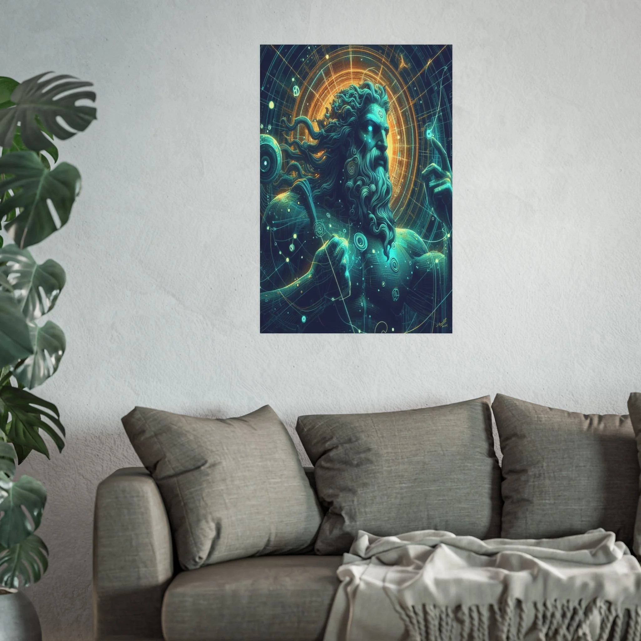 Poseidon’s Enigma: The Convergence of Sea and Circuitry - 24x36 Poster Print