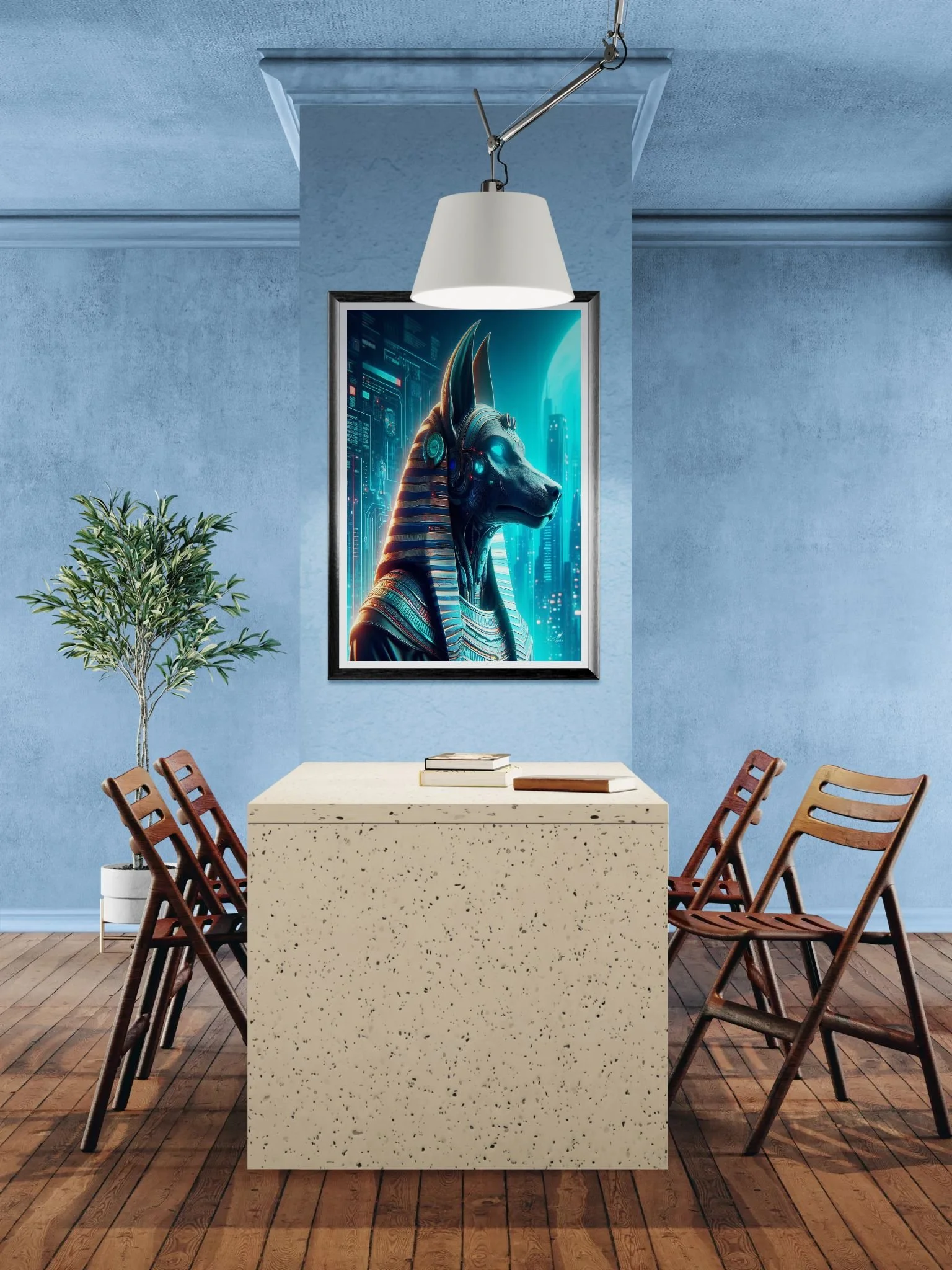 Anubis: Guardian of the Futuristic Metropolis - 24x36 Poster Print