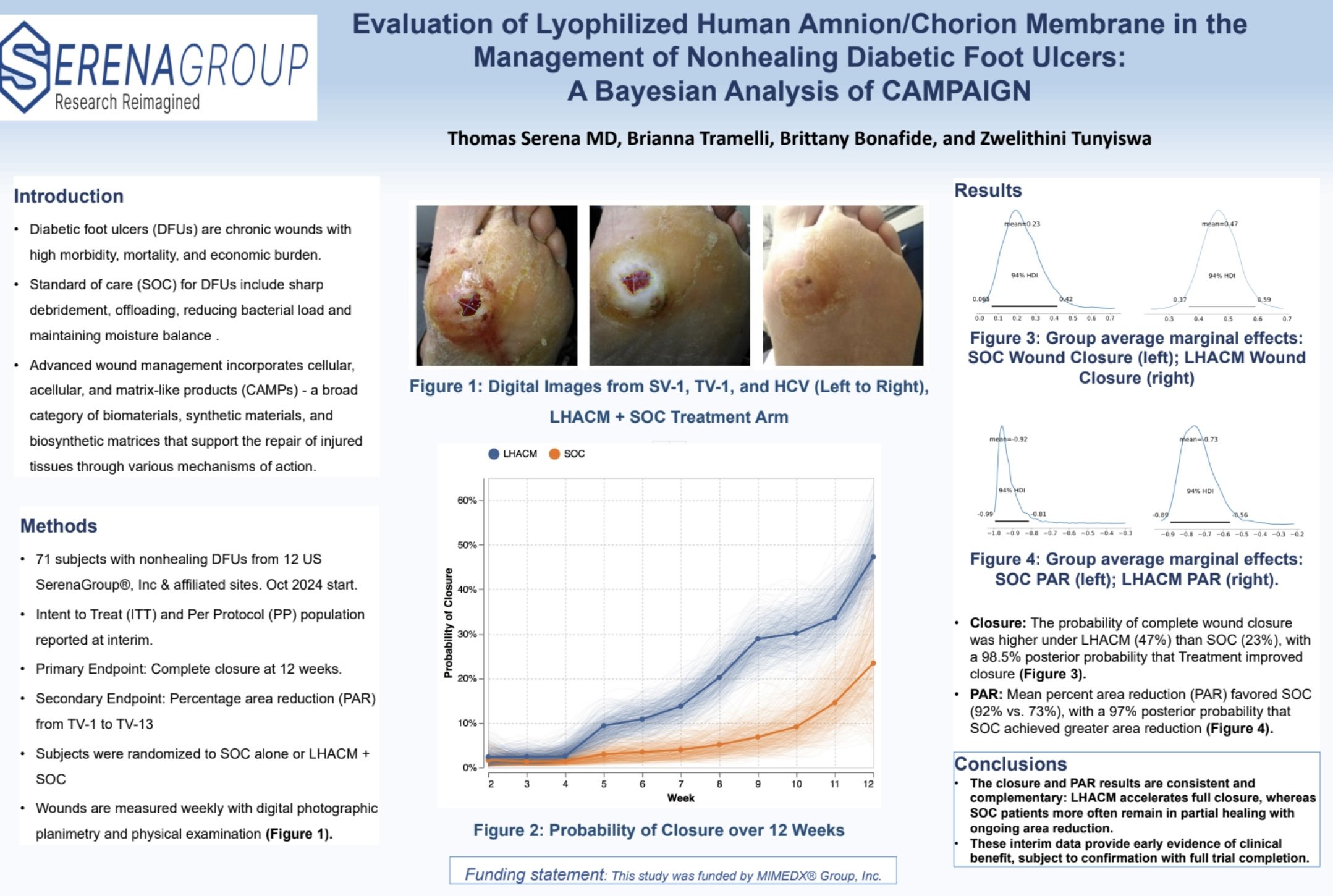 A man in a dark suit pointing at a research poster on an informational display at a conference or academic event.