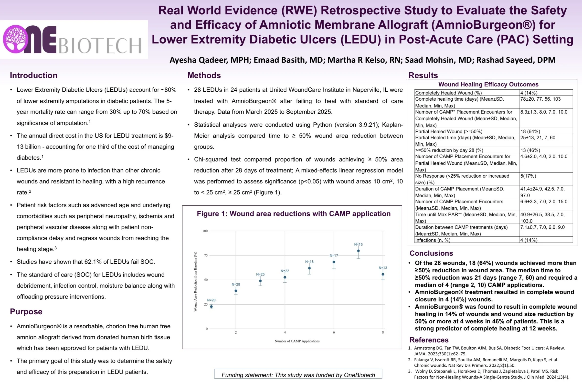 A man in a dark suit pointing at a research poster on an informational display at a conference or academic event.