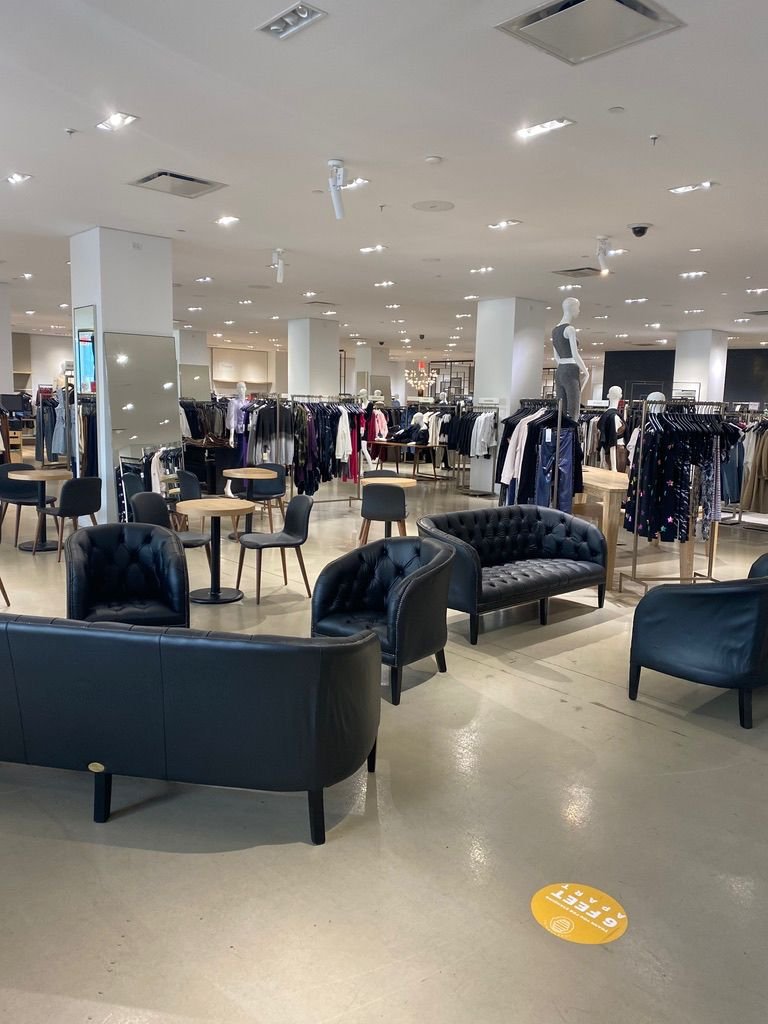 ark leather chairs and sofas in a clothes shop