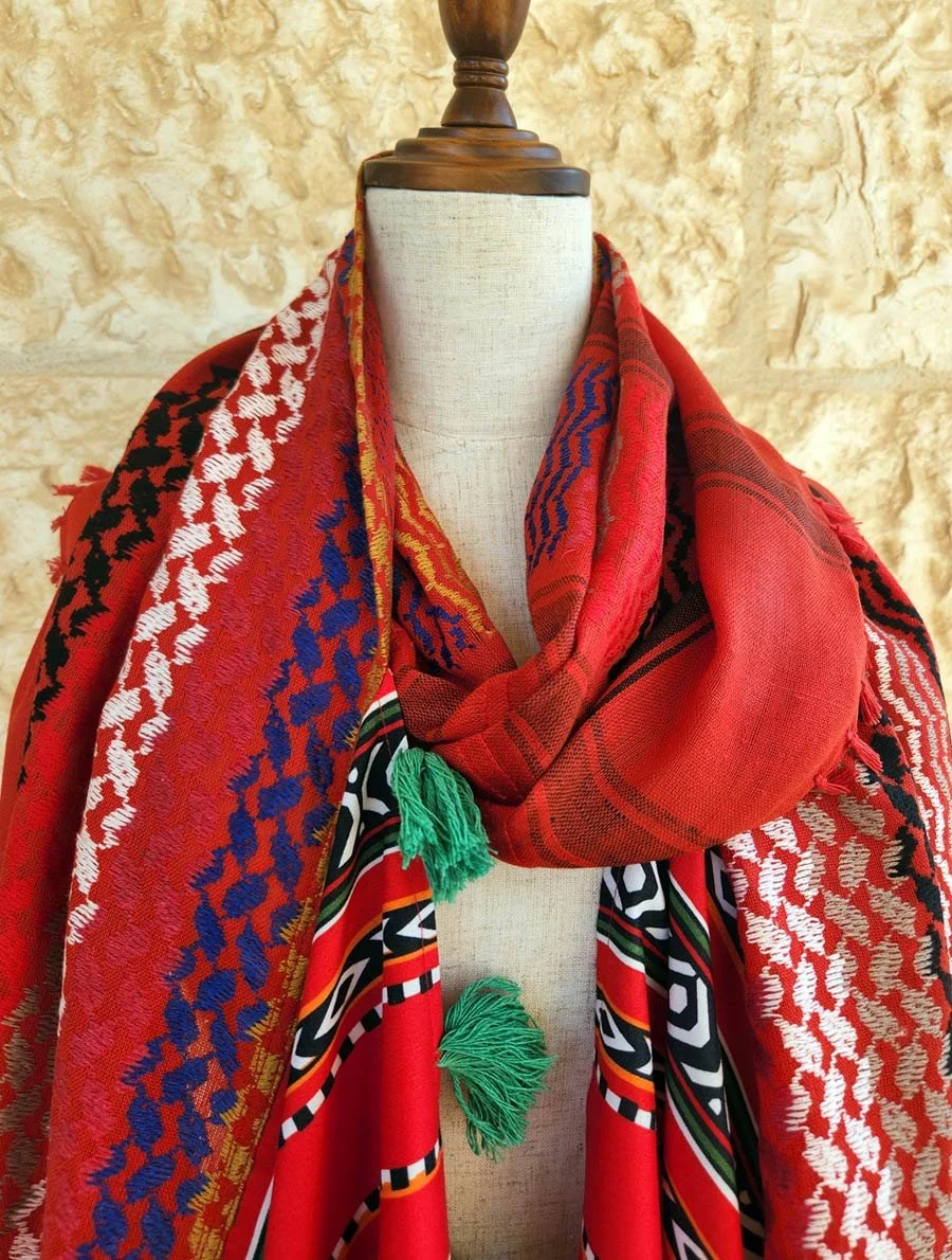 Made in Jordan, Palestinian embroidery, Jordanian embroidery, must see in Amman, best 10 shops in Amman, Keffiyeh, Jordanian scarves