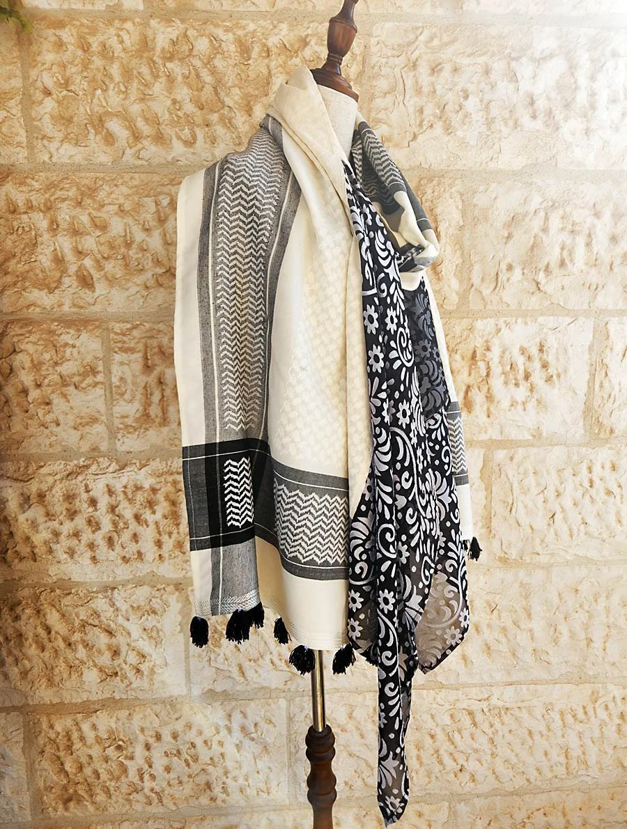 Made in Jordan, Palestinian embroidery, Jordanian embroidery, must see in Amman, best 10 shops in Amman, Keffiyeh, Jordanian scarves