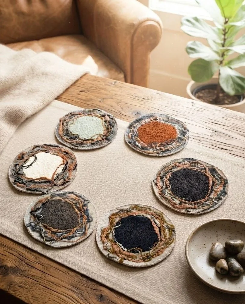 Colors of Jordan. One of a kind coasters set, Modern ethnic decor, Home styling accessories