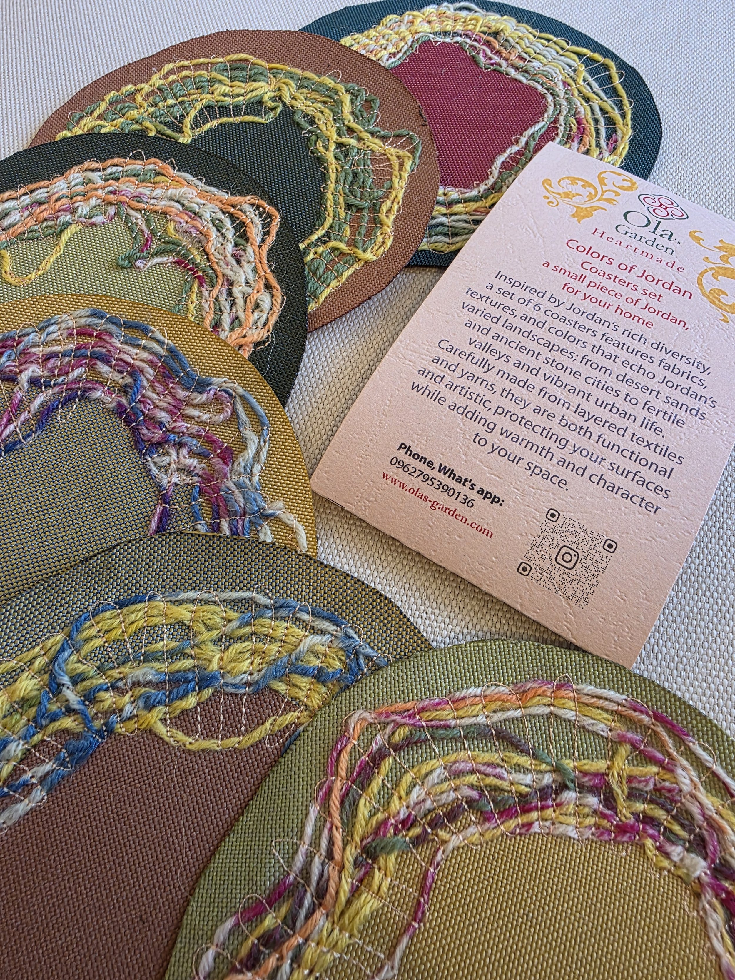 One of a kind coasters set, Modern ethnic decor, Home styling accessories
