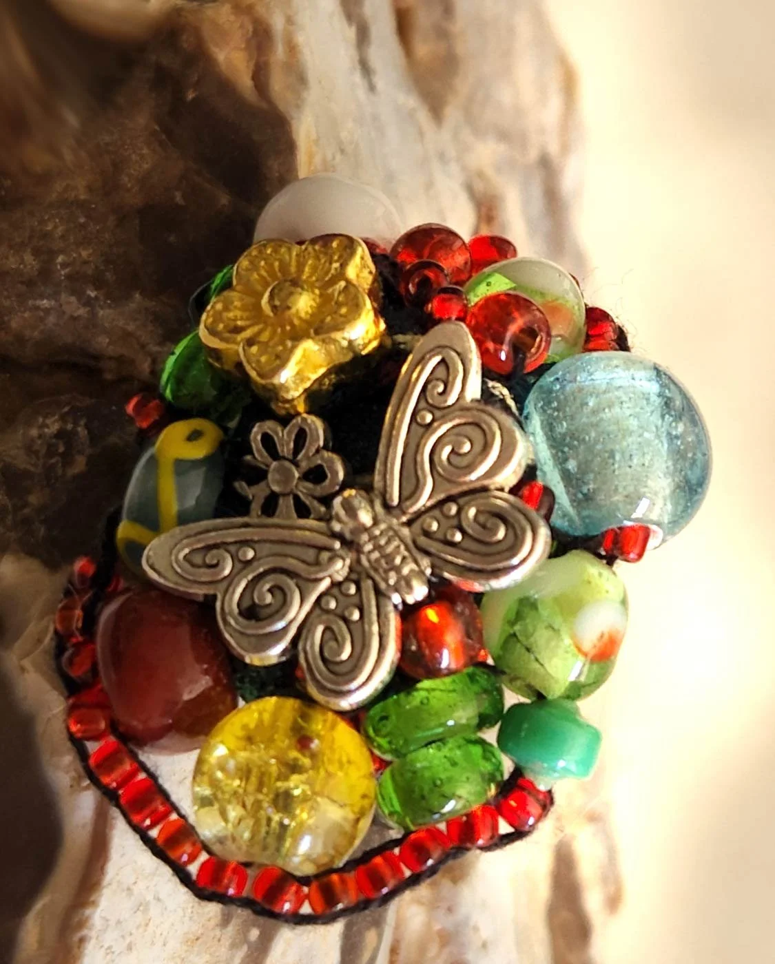Handmade Mixed-Material Ring, Bold, Original, unlike anything you’ve ever seen Step into the unexpected with this one-of-a-kind handmade ring