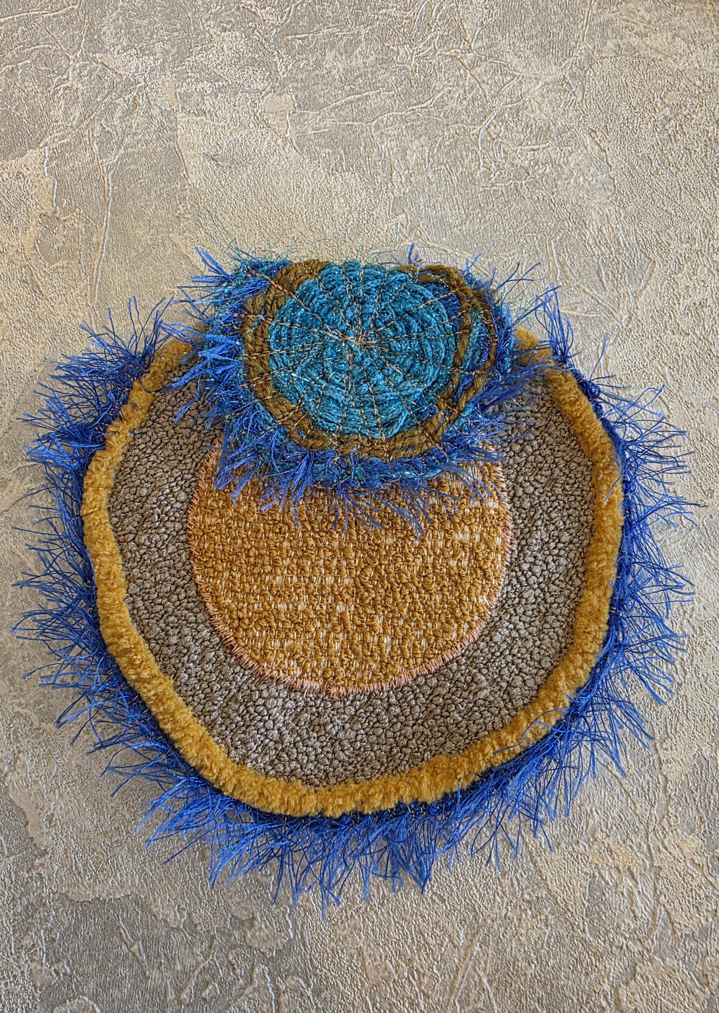 One of a kind Handmade Round Fabric Pouch, pochet, purse, mini bag
