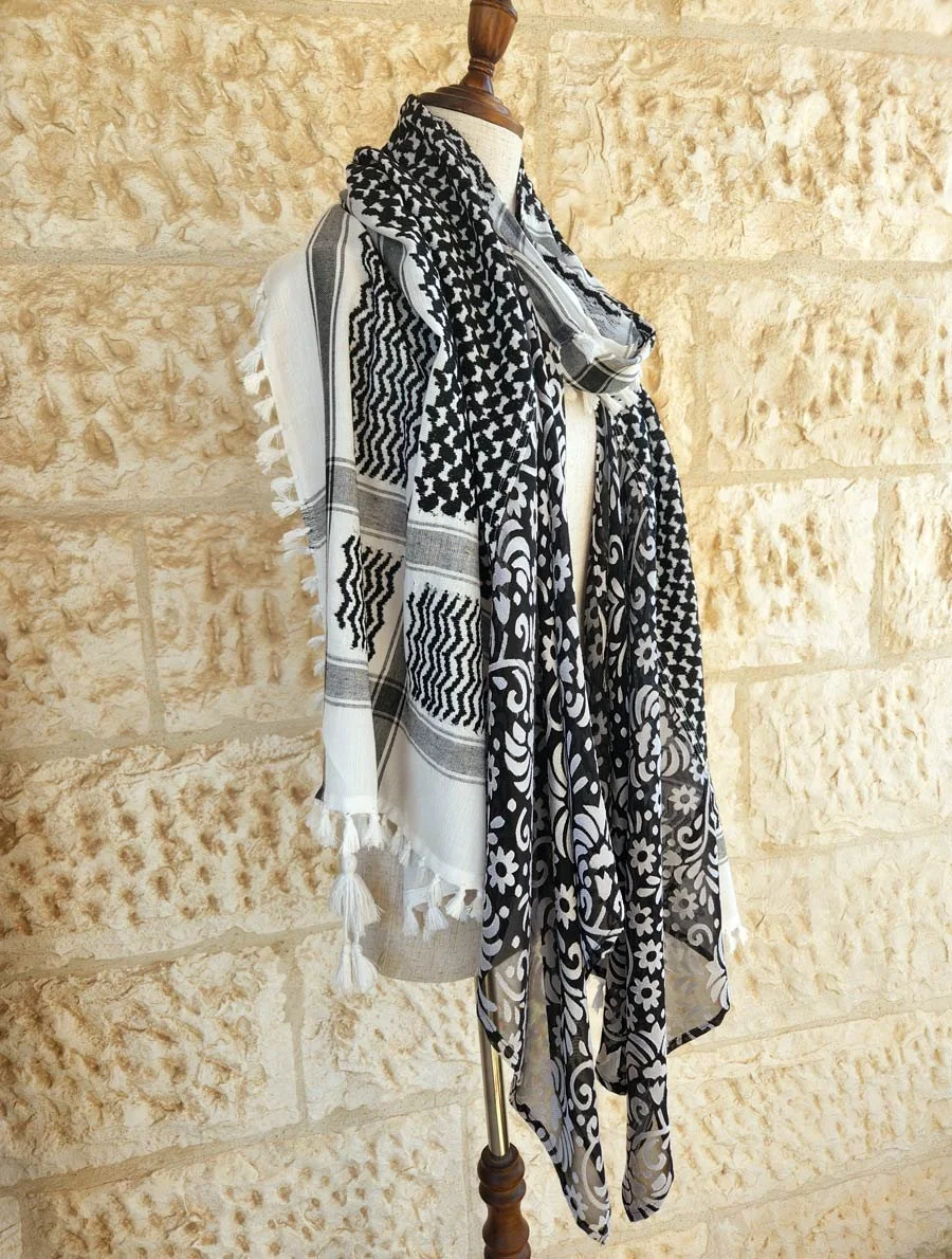 Made in Jordan, Palestinian embroidery, Jordanian embroidery, must see in Amman, best 10 shops in Amman, Keffiyeh, Jordanian scarves