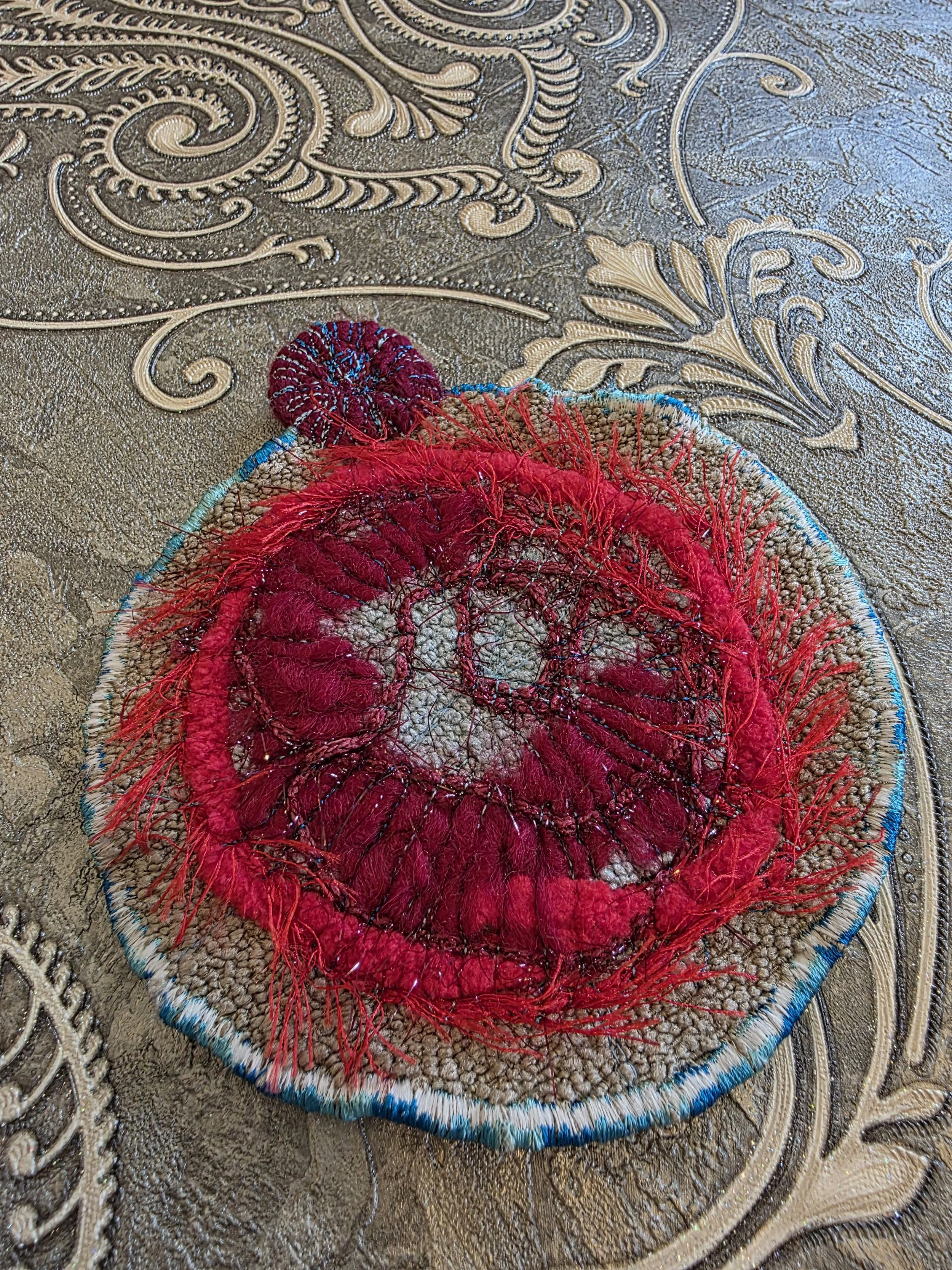 One of a kind Handmade Round Fabric Pouch, pochet, purse, mini bag