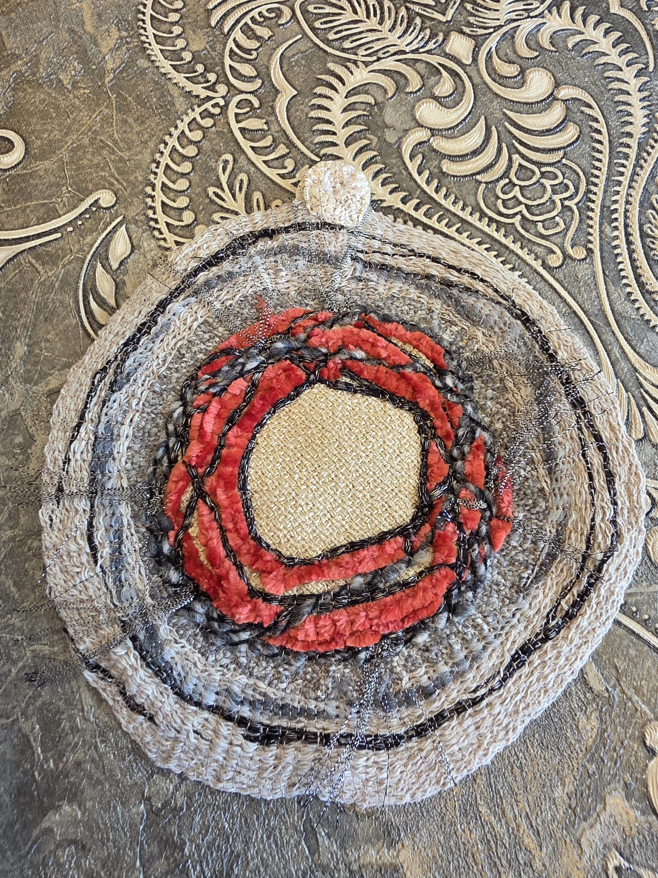 One of a kind Handmade Round Fabric Pouch, pochet, purse, mini bag