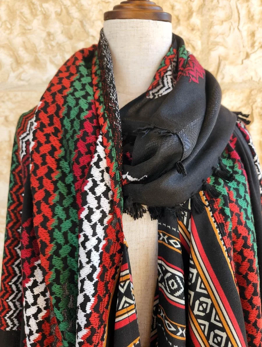 handmade in Jordan, Palestinian embroidery, Jordanian embroidery, must see in Amman, best 10 shops in Amman, Keffiyeh, Jordanian scarves