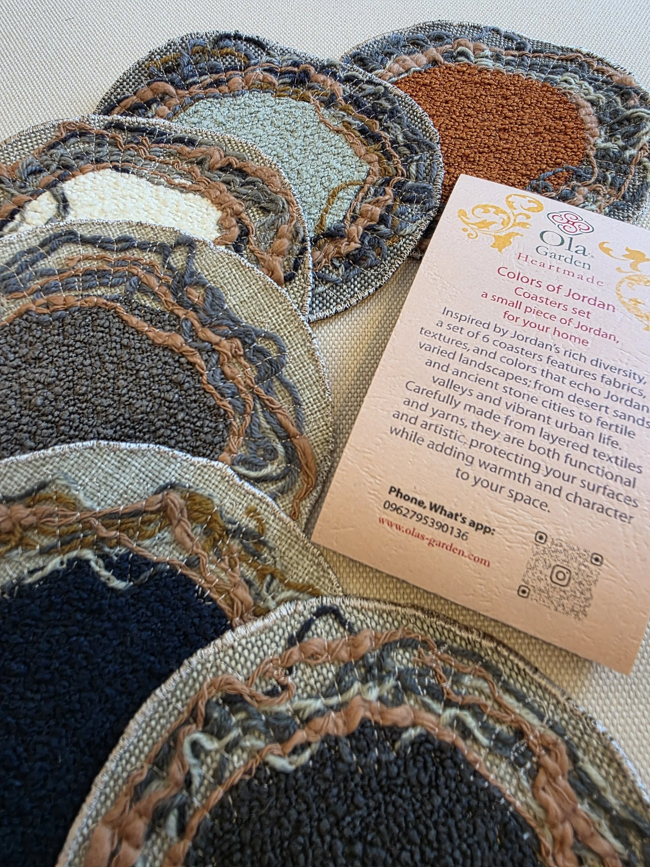 One of a kind coasters set, Modern ethnic decor, Home styling accessories