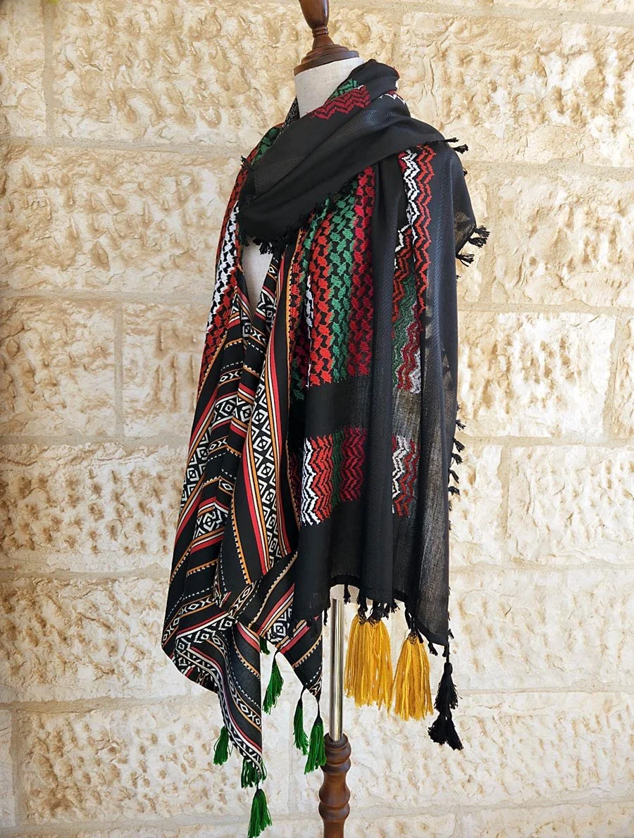 Made in Jordan, Palestinian embroidery, Jordanian embroidery, must see in Amman, best 10 shops in Amman, Keffiyeh, Jordanian scarves