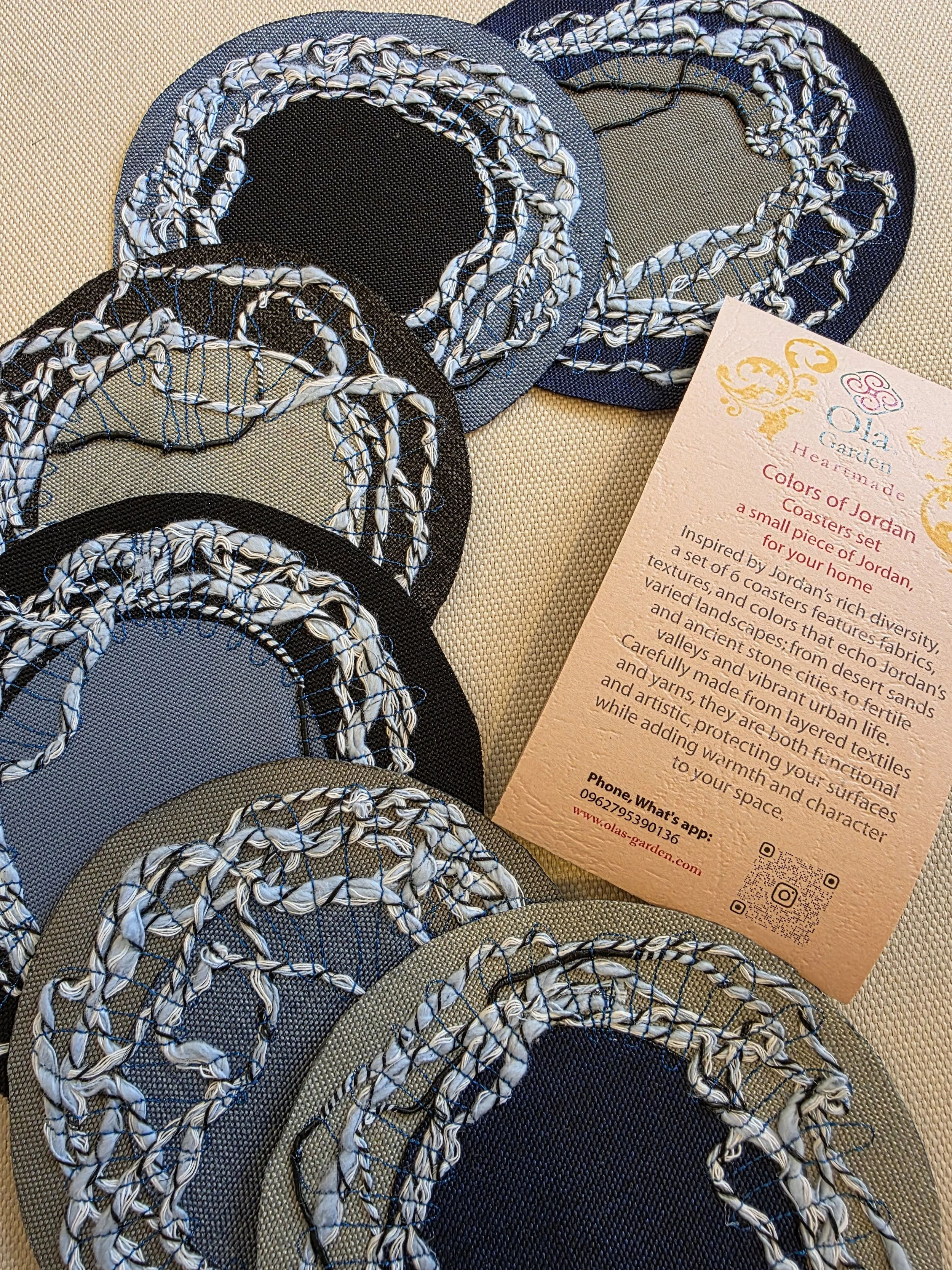 One of a kind coasters set, Modern ethnic decor, Home styling accessories