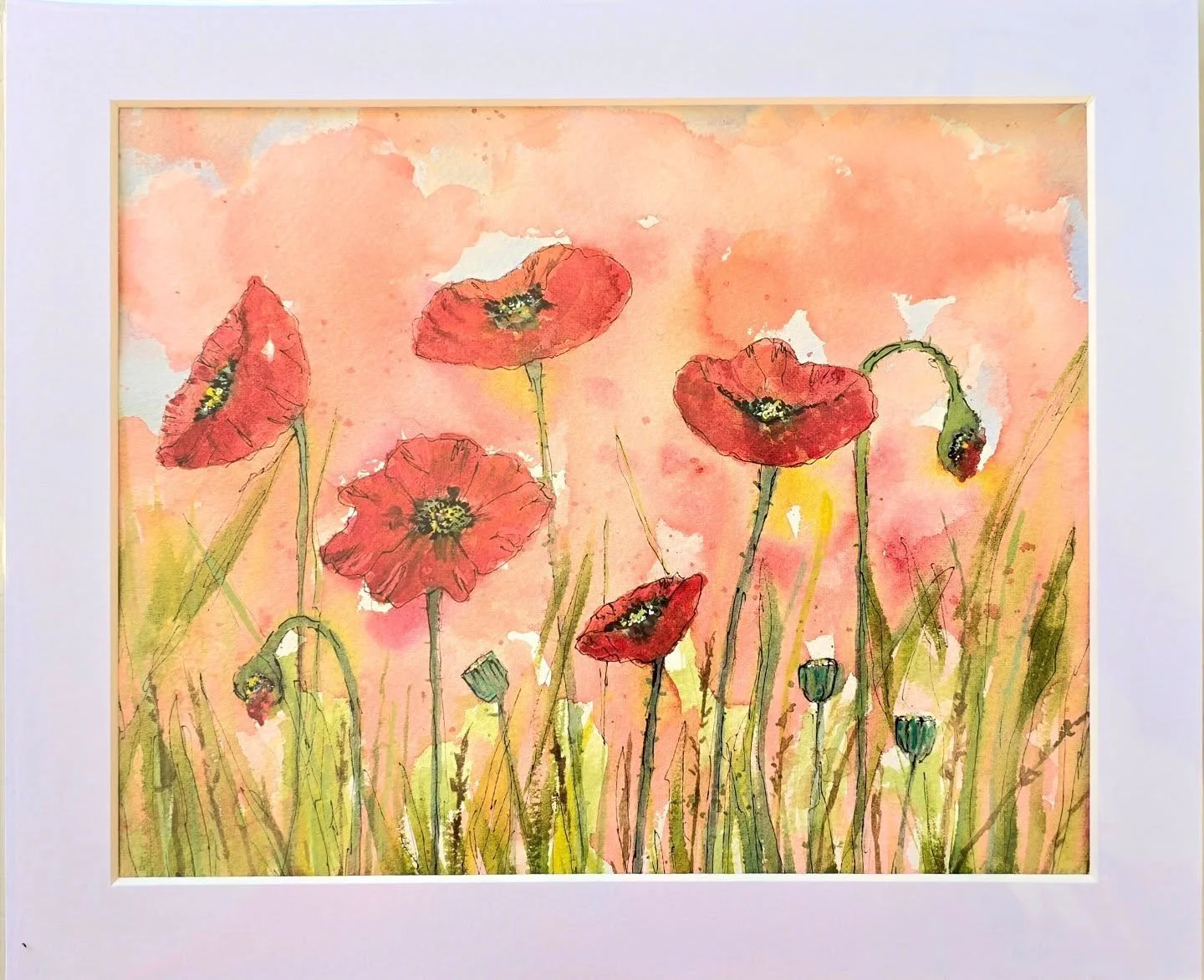 'Explosion of Poppies'

An original watercolour of full blown poppies, the slow buds opening and spent seedheads, all in their natural habitat of green/brown wasteland, fields, and verges.

#poppies #memories #naturalsurroundings #watercolour #lincol