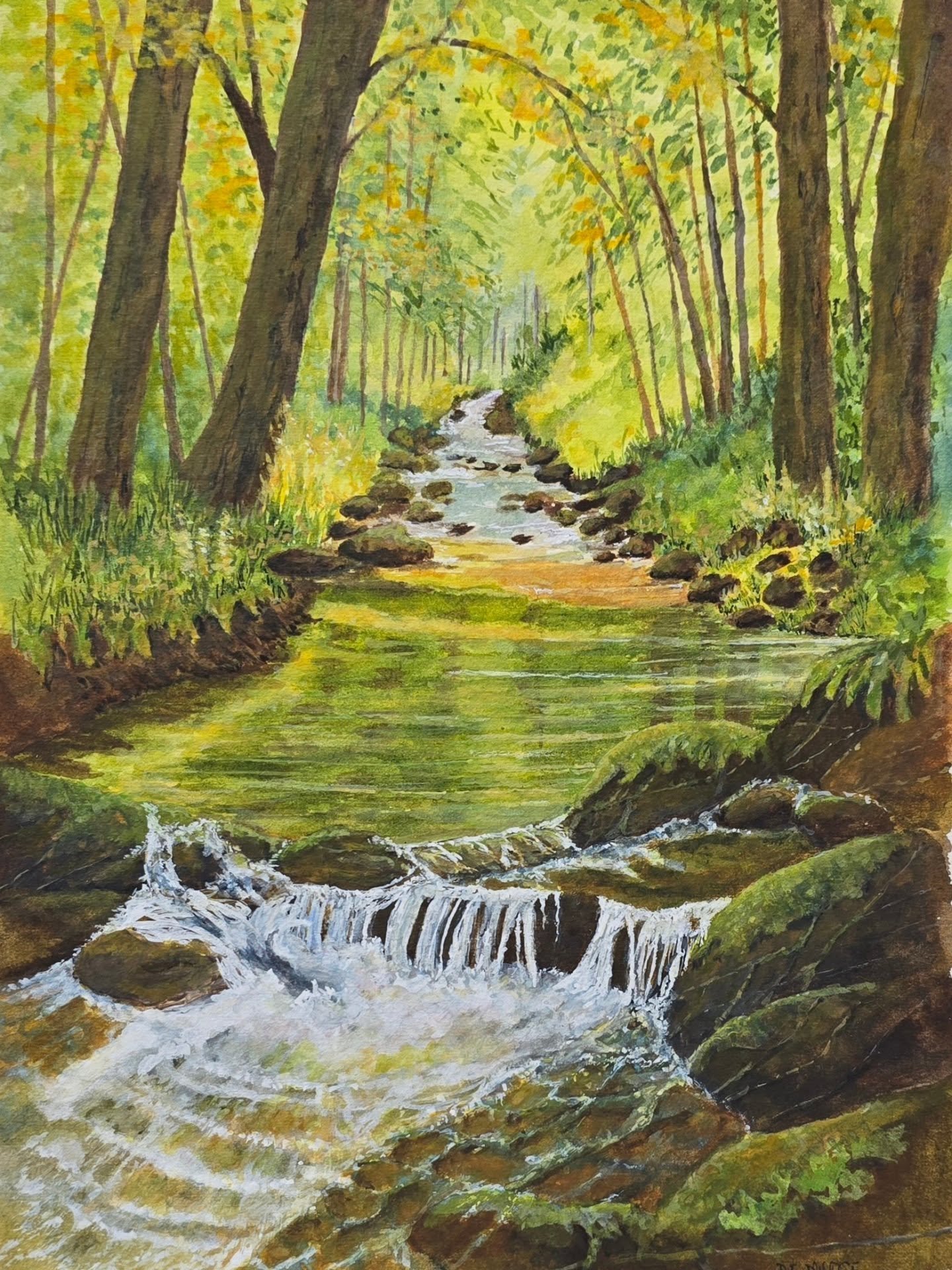 'Woodland Stream'
Watercolour

This is my finished artwork. 

A work that a student and I worked on, simultaneously. I posted her version the other day.

Hopefully, this will go towards a future exhibition.

#woodland #tranquility #natureatitsbest🍃 
