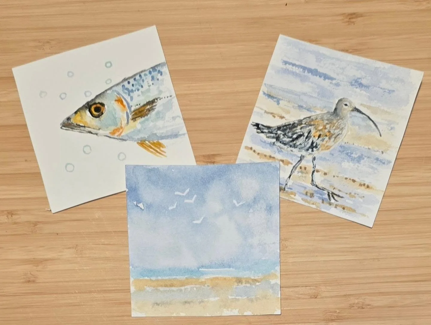 Inspired by the local beaches and their beautiful tranquility.

Future cards in the making.

#inspiration #seascape #curlew #sea #originalart