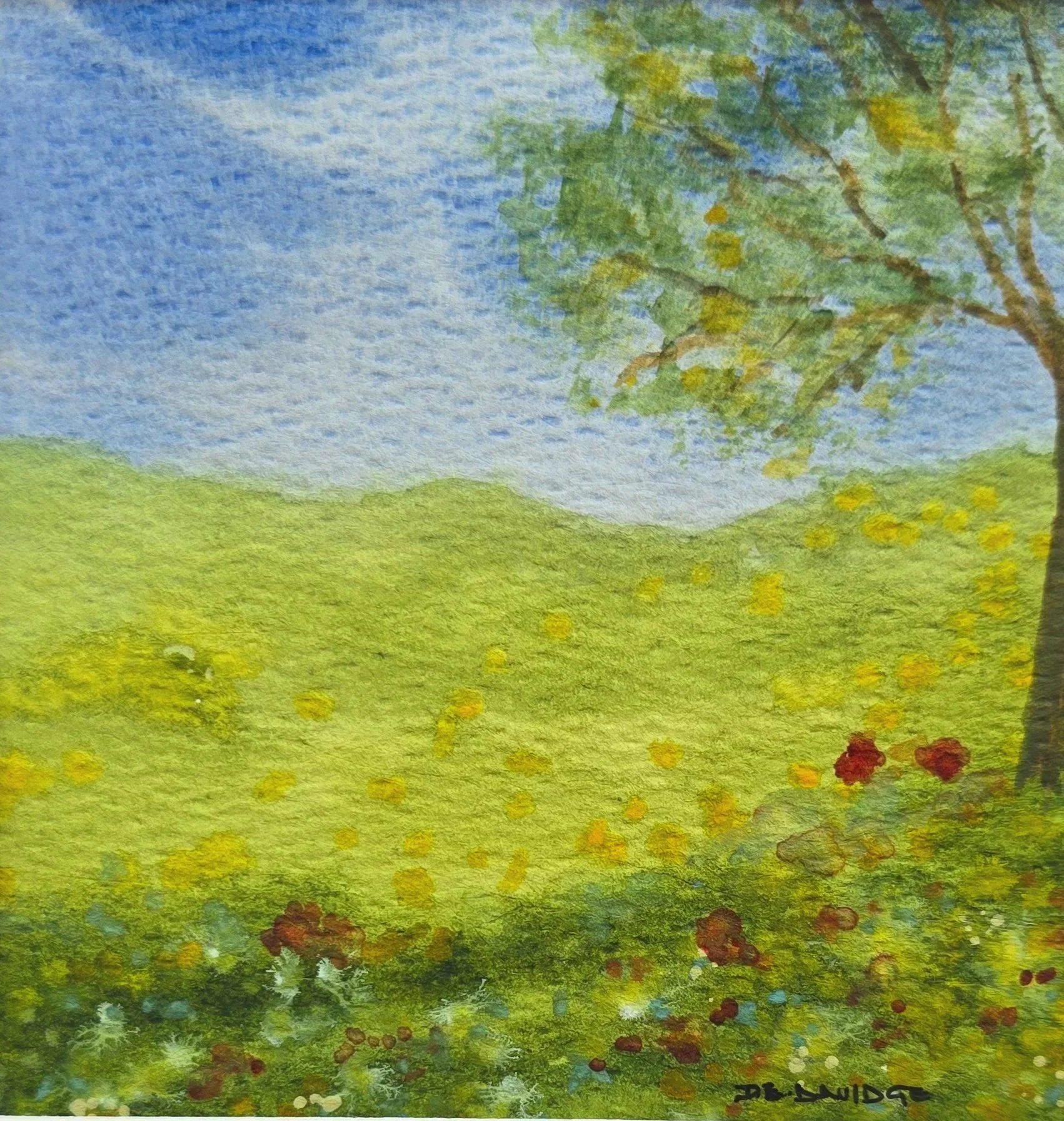Serene Landscape Watercolor Painting