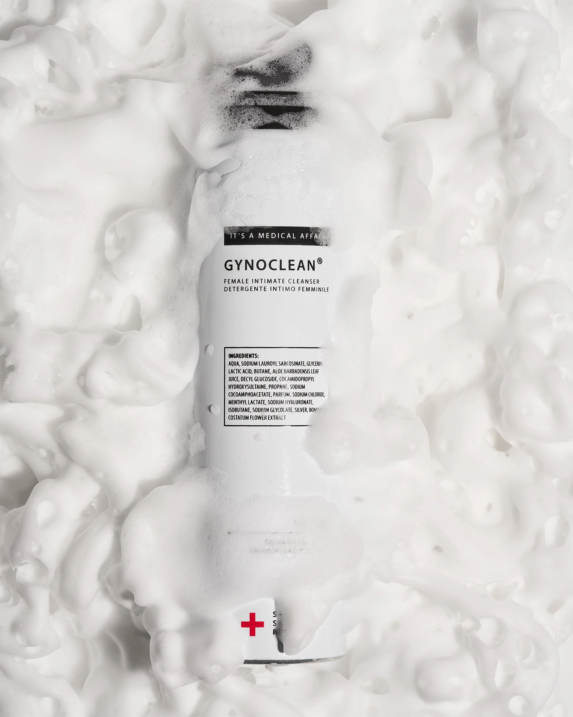 Sapone con contenitore coperto da schiuma