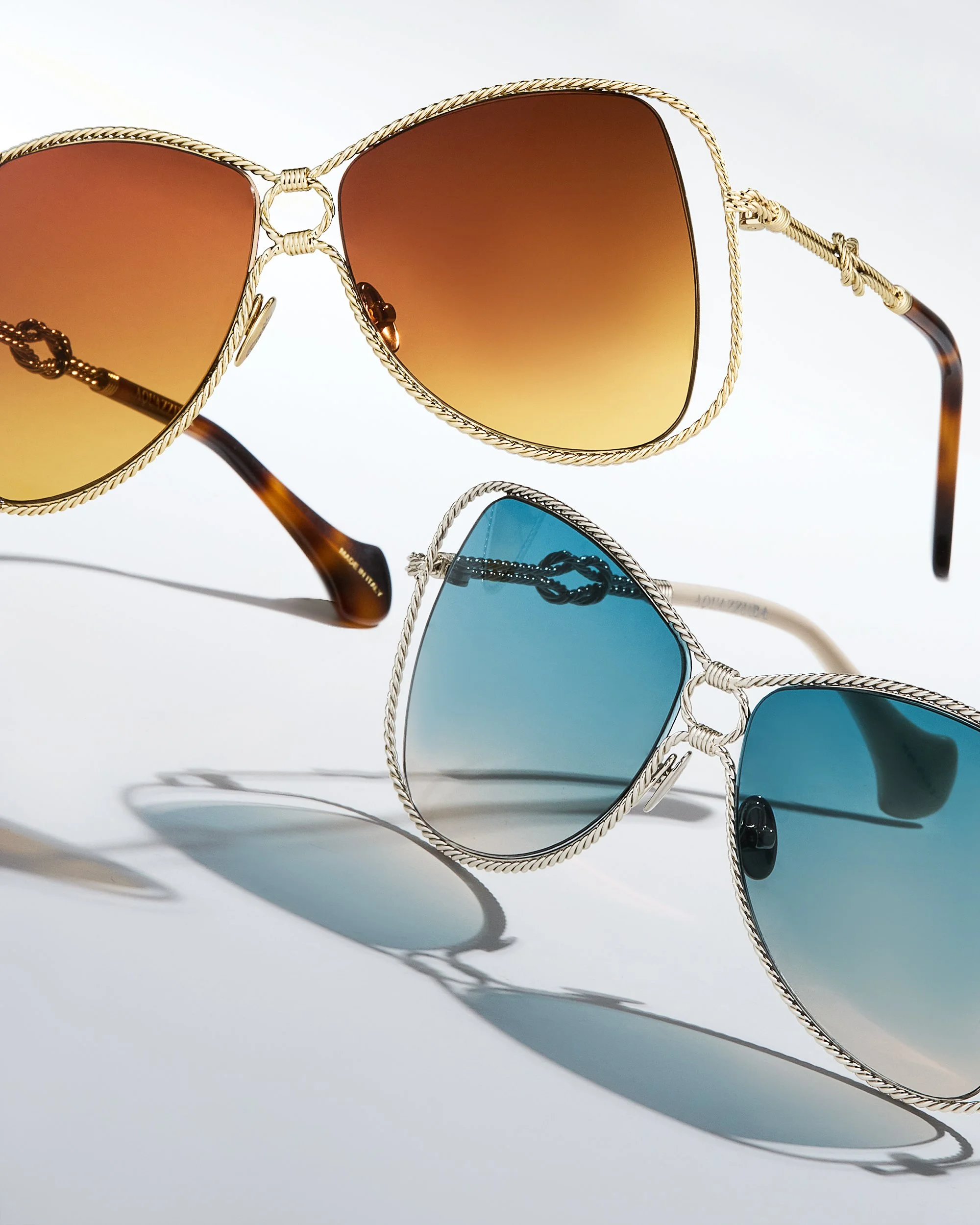 Still life creativo di occhiali Aquazzura collezione SS26