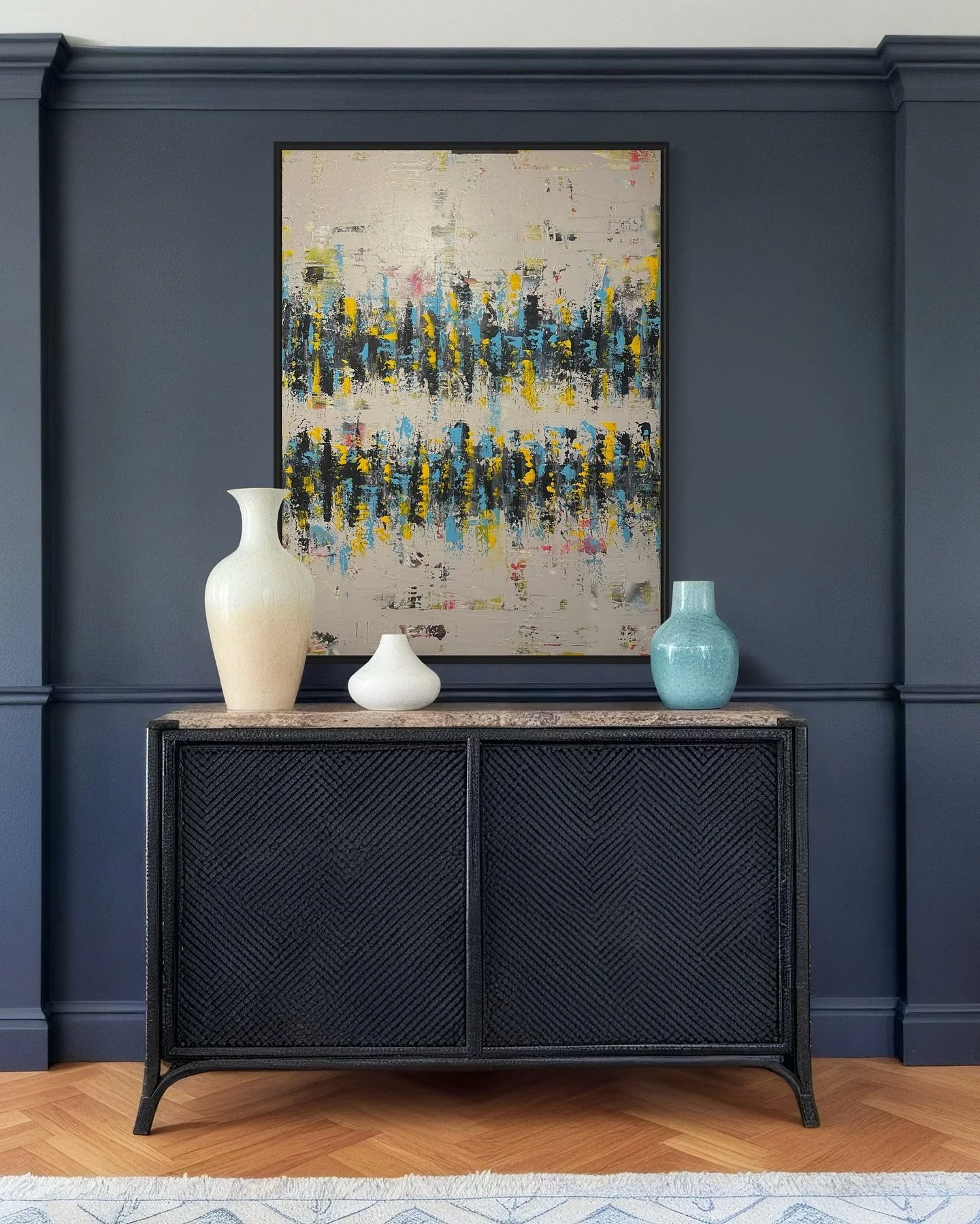 New piece &ldquo;Soundwaves&rdquo; 36x48 is available @aworkofartgalleryandgifts so many cool layers! It started out as a brightly colored pink piece and turned into such a cool urban vibe. You can still see the pink poking through #art #abstract #ar