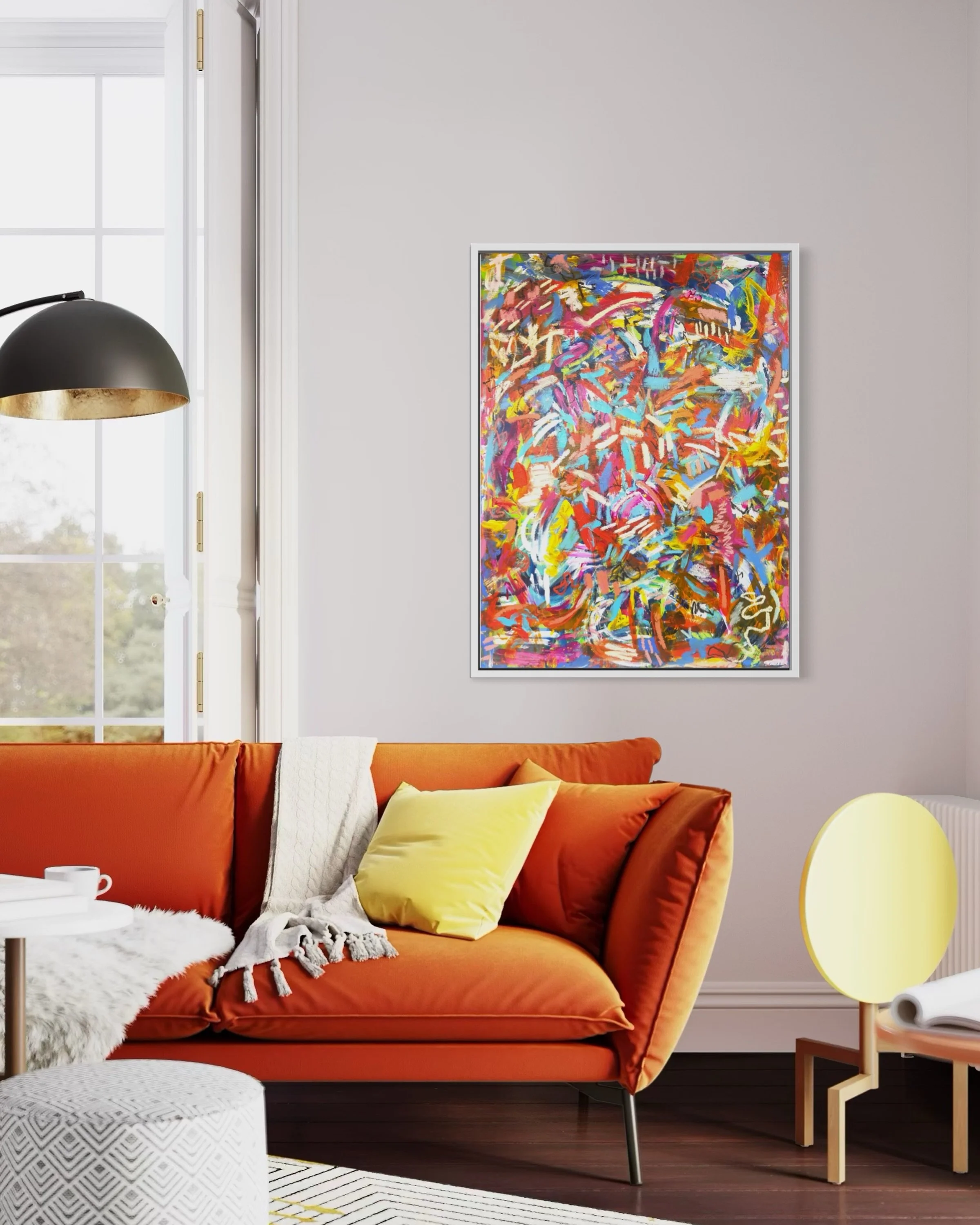&ldquo;Everything at Once&rdquo; is just that&hellip;happiness, excitement, possibilities all on one 30x40 #canvas. Someone told me it reminds them of confetti and I completely see it! #abstract #contemparyart #artist #art possibilities