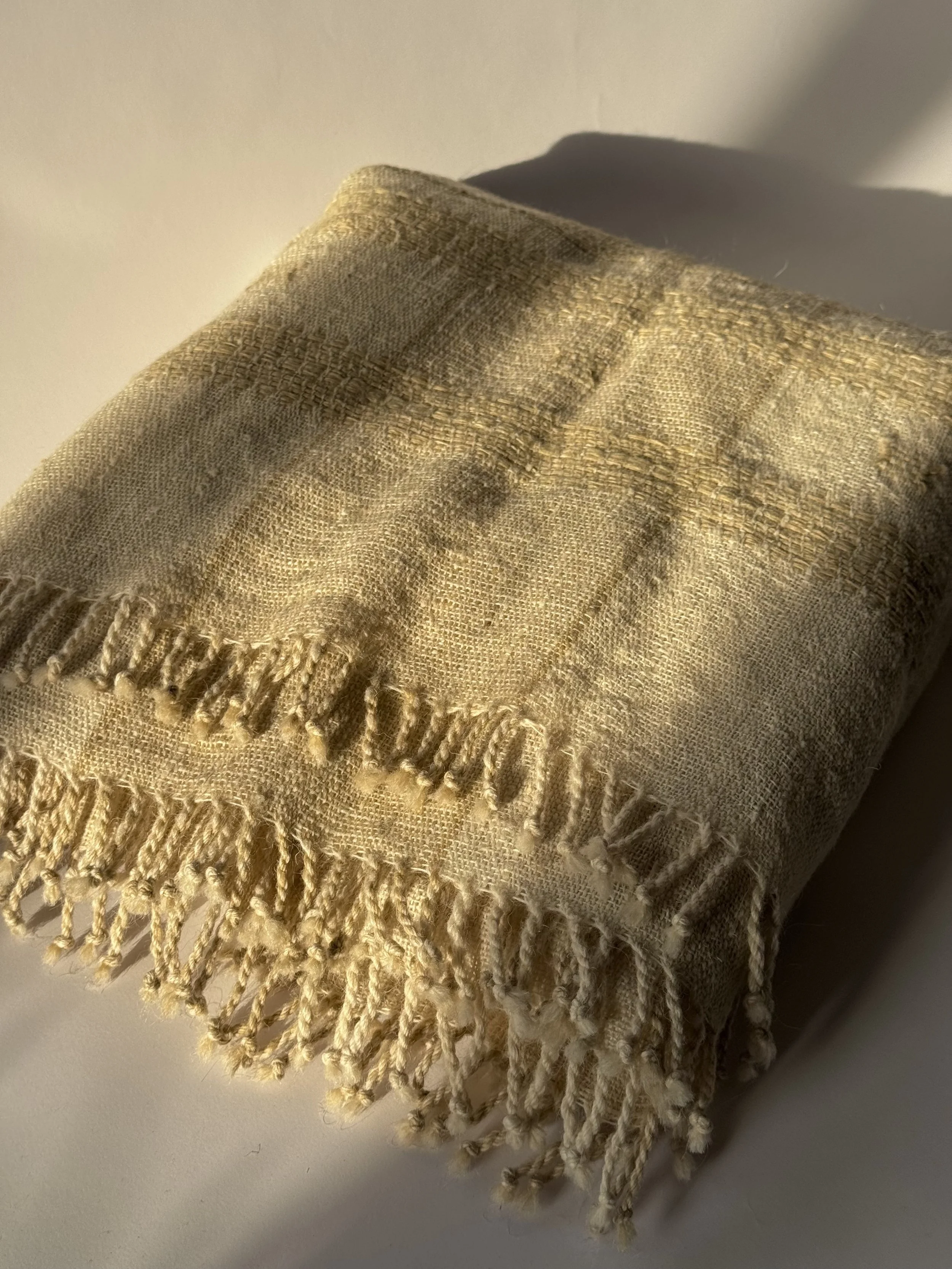 Cream Indian Wool Coverlet