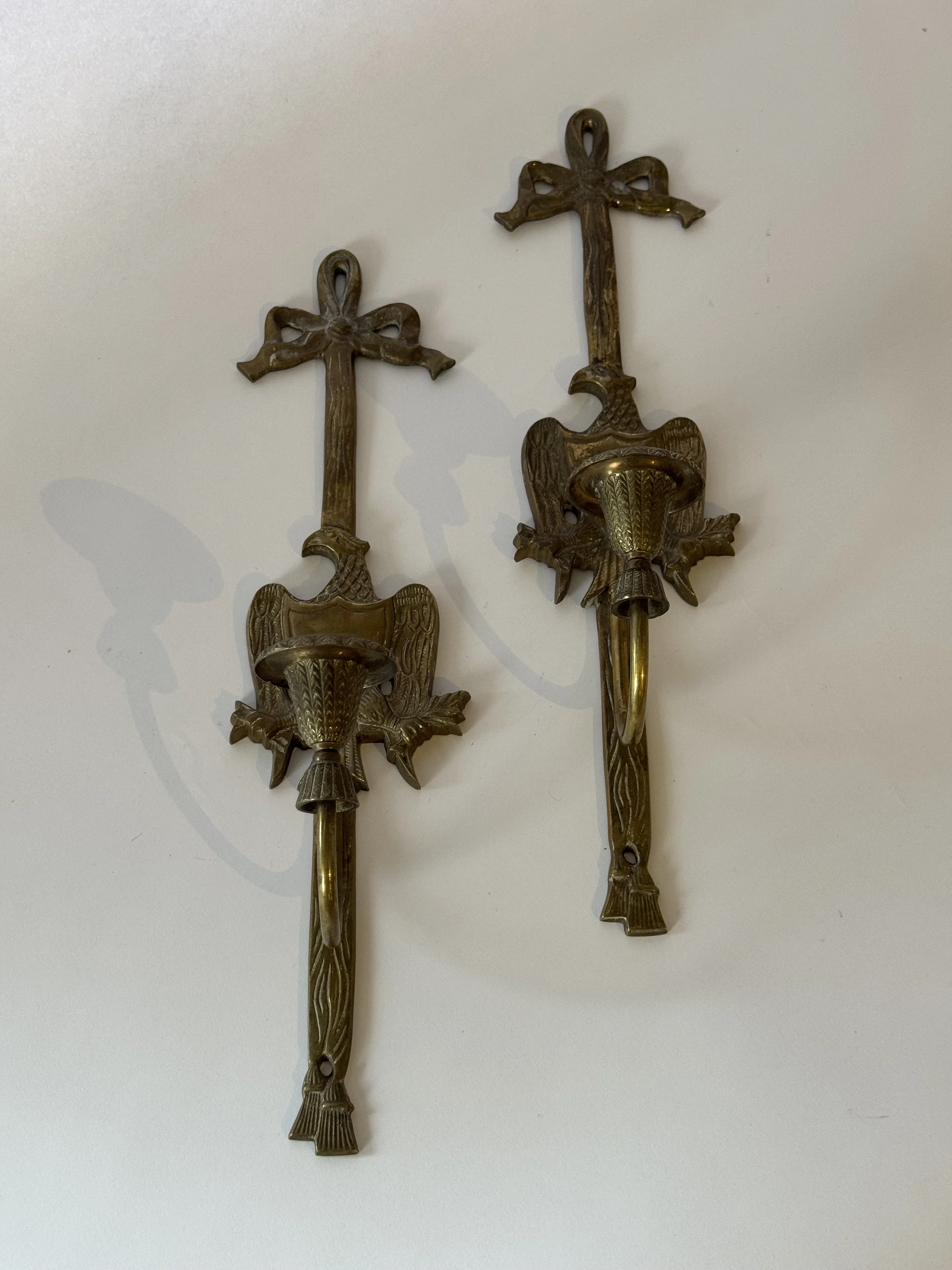 Brass Eagle Wall Candlestick, Set of 2