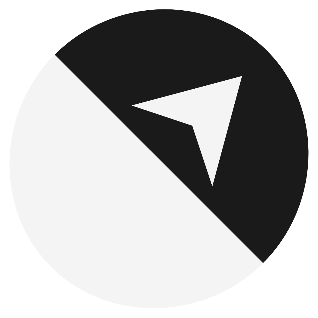 A circular pie chart with black and white sections. A black segment takes up about one third of the circle, and a white segment makes up about two thirds. Inside the chart, a small white arrow points towards the black segment.