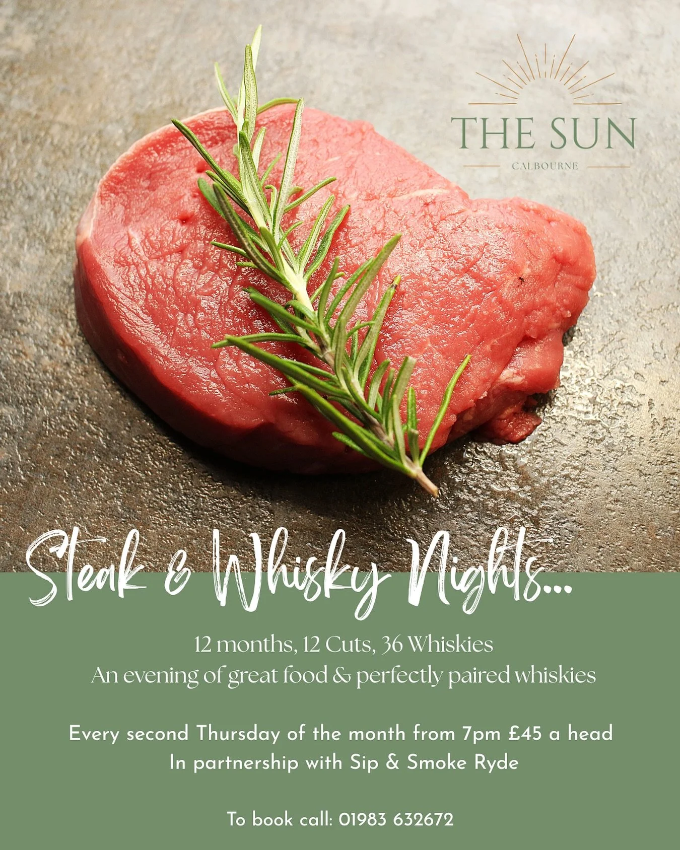 steak and whisky nights at the sun in Calbourne on the Isle of Wight
