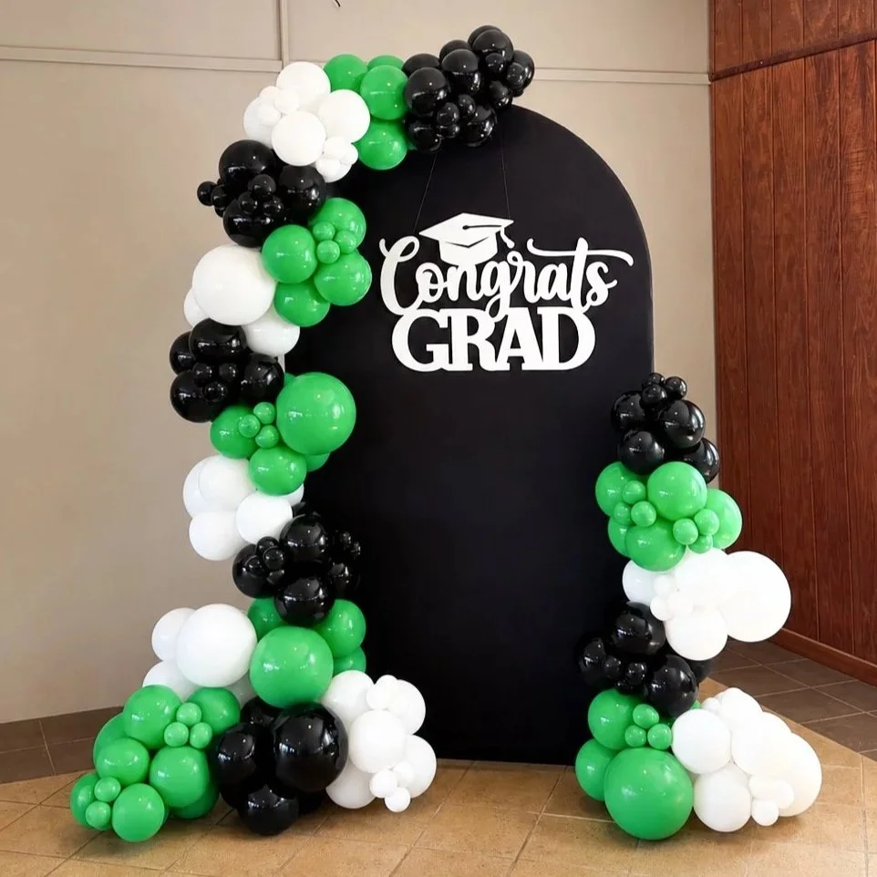 Graduation balloon decoration in Mogadore, Ohio featuring custom balloon arrangements and event décor for graduation parties.
