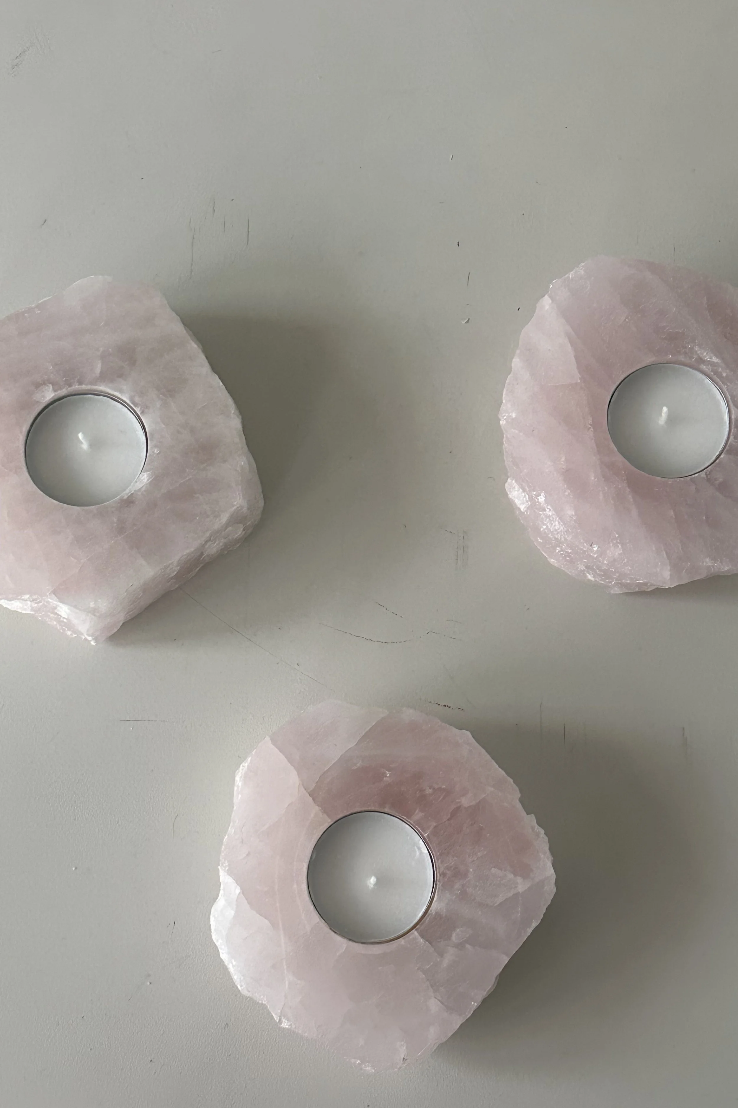Tealight Holder - Rose Quartz, Polished