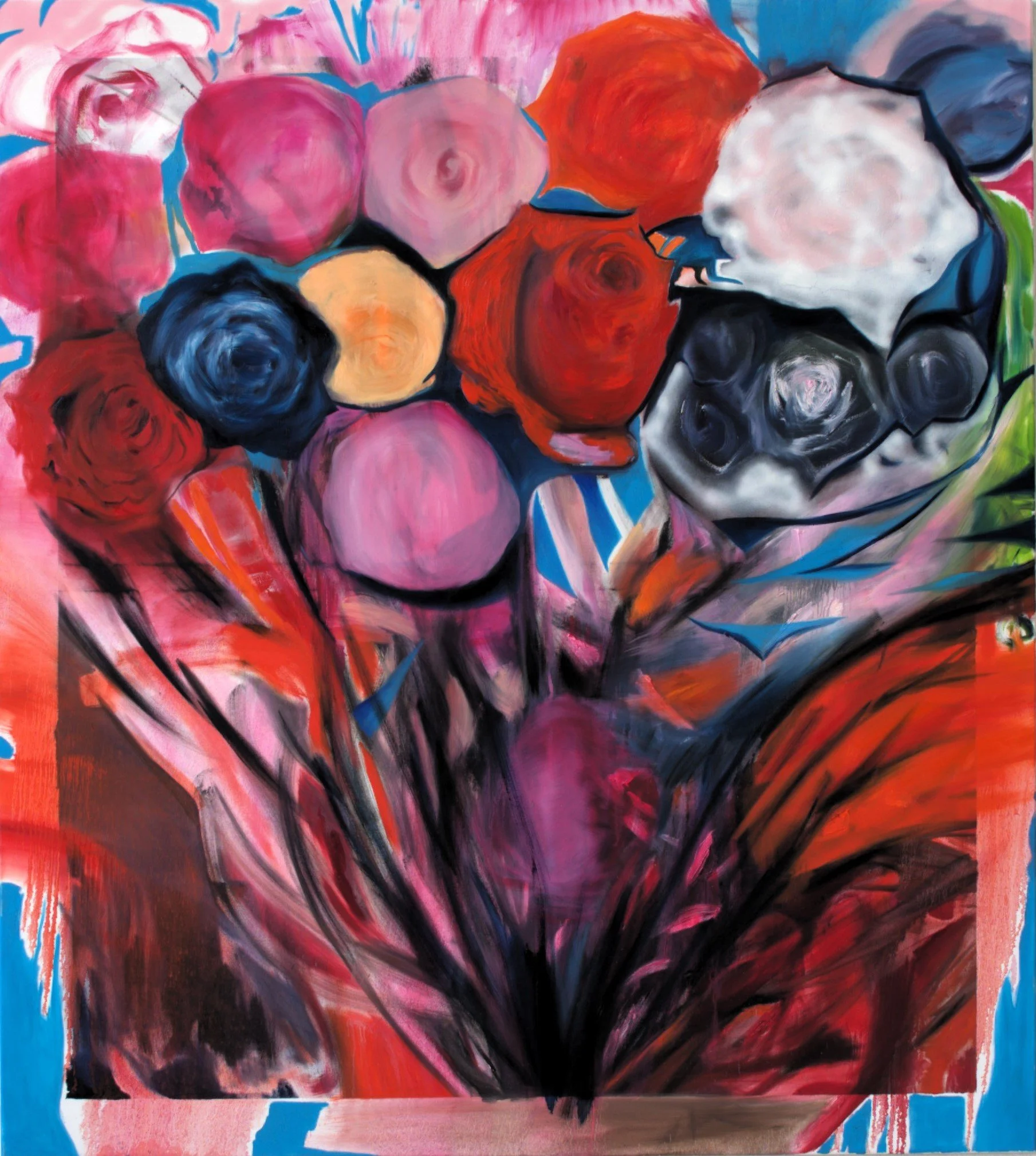 Vulkanrosen, 2023, Öl und Acryllack auf Leinwand, 190x170 cm