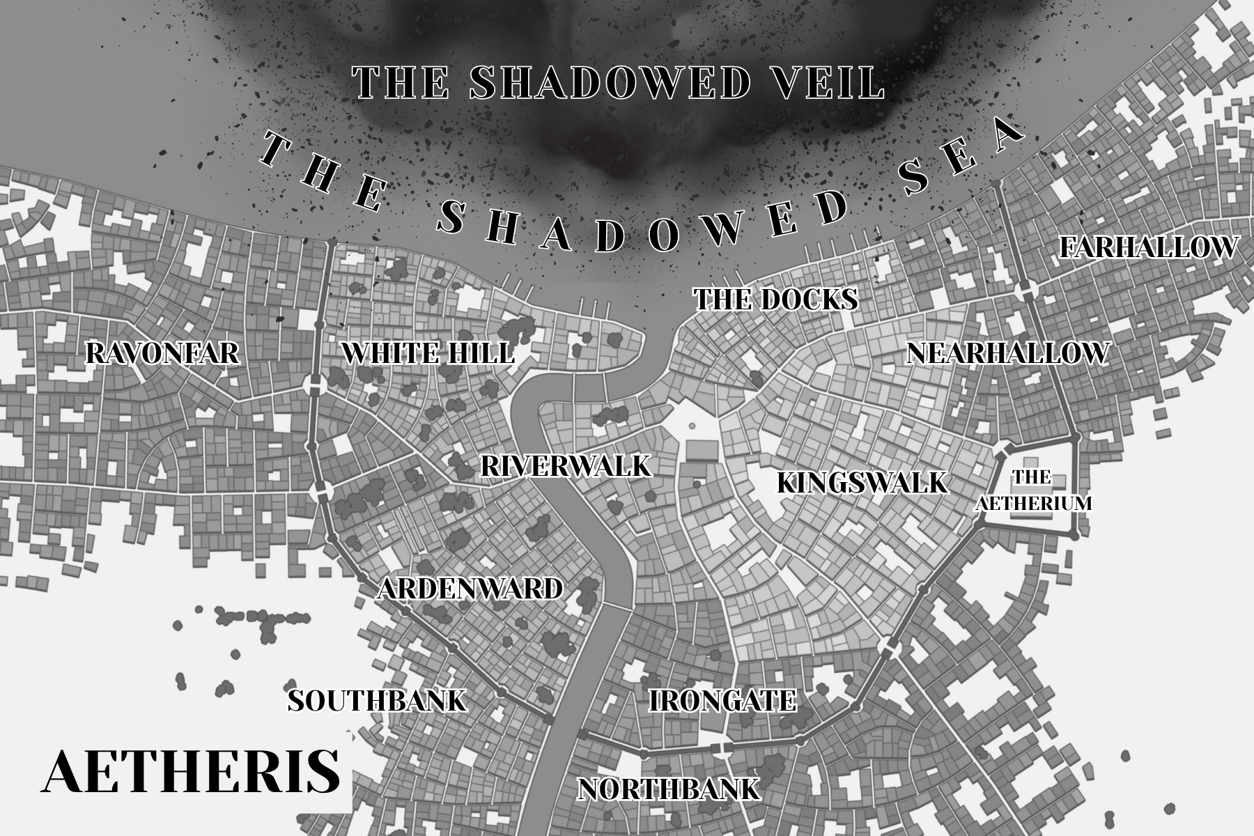 Once the glittering heart of fae learning, trade, and magic, Aetheris now stands as the seat of power for the human-led New Dominion. Under the iron rule of the Arcanum, the fae who once filled its streets have been forced into the slums, their prese