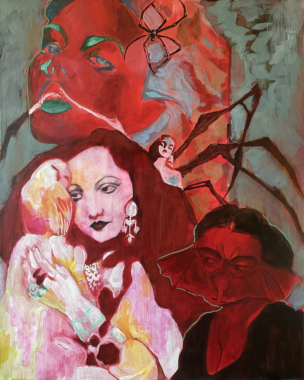 The Red Ladies, 2021, acrylic paint on panel