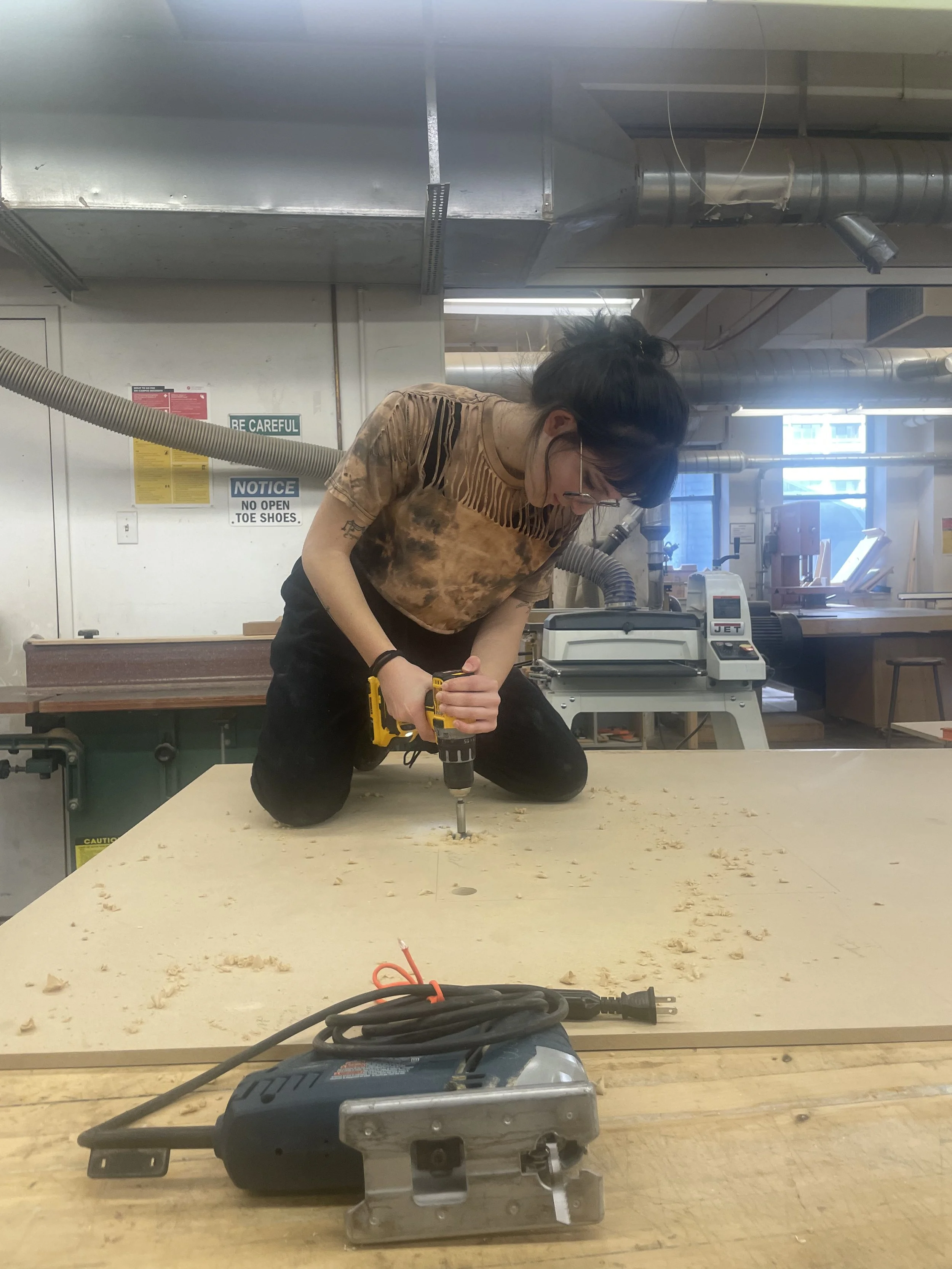drilling the cutout in the librarian