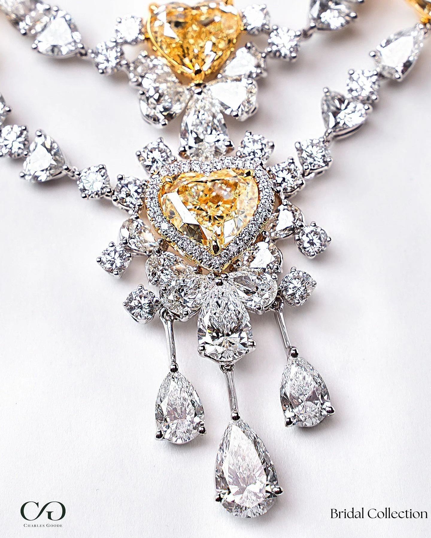 A glimpse into my upcoming Bridal Collection. With necklaces, earrings and rings, this collection will be launching very soon.
Featuring yellow and rare white diamonds, each piece reflects the flowing lines of nature that have long influenced my wor