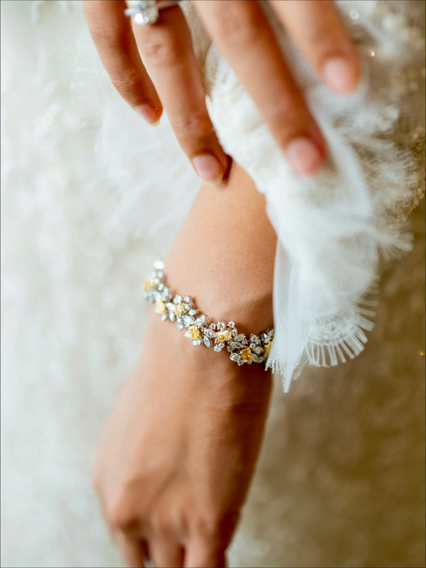 The Cempaka Bracelet by Charles Goode. 
Inspired by the golden flower that symbolises love and beauty. 
It captures light in motion. Radiant yellow diamonds entwine with rare white stones, blooming with warmth, grace, and craftsmanship.
Part of th