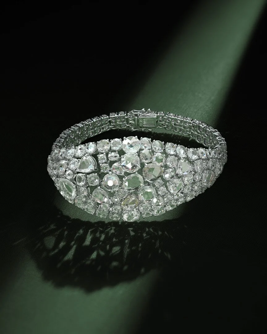 Here&rsquo;s a glimpse at some standout pieces from this festive season. 

A bespoke ring featuring trapezoid diamonds paired with an emerald cut sapphire. 

A vintage-inspired French Bombe styled bracelet set with recycled Rose Cut diamonds. 

Timel