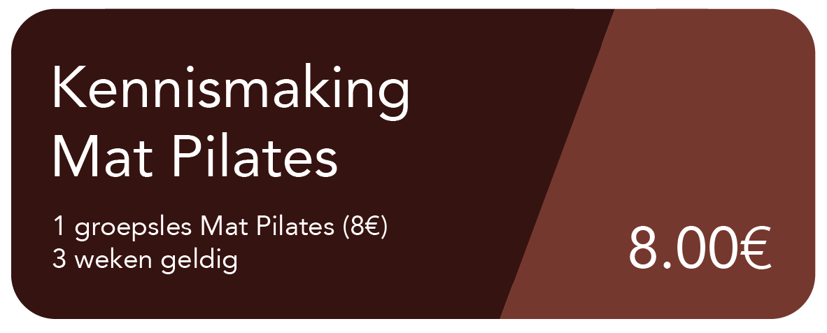 A gift card for group mat Pilates classes costing 8 euros, valid for three weeks.