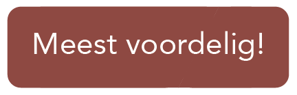 Brown rectangular button with white text saying 'Meest voordelig!'