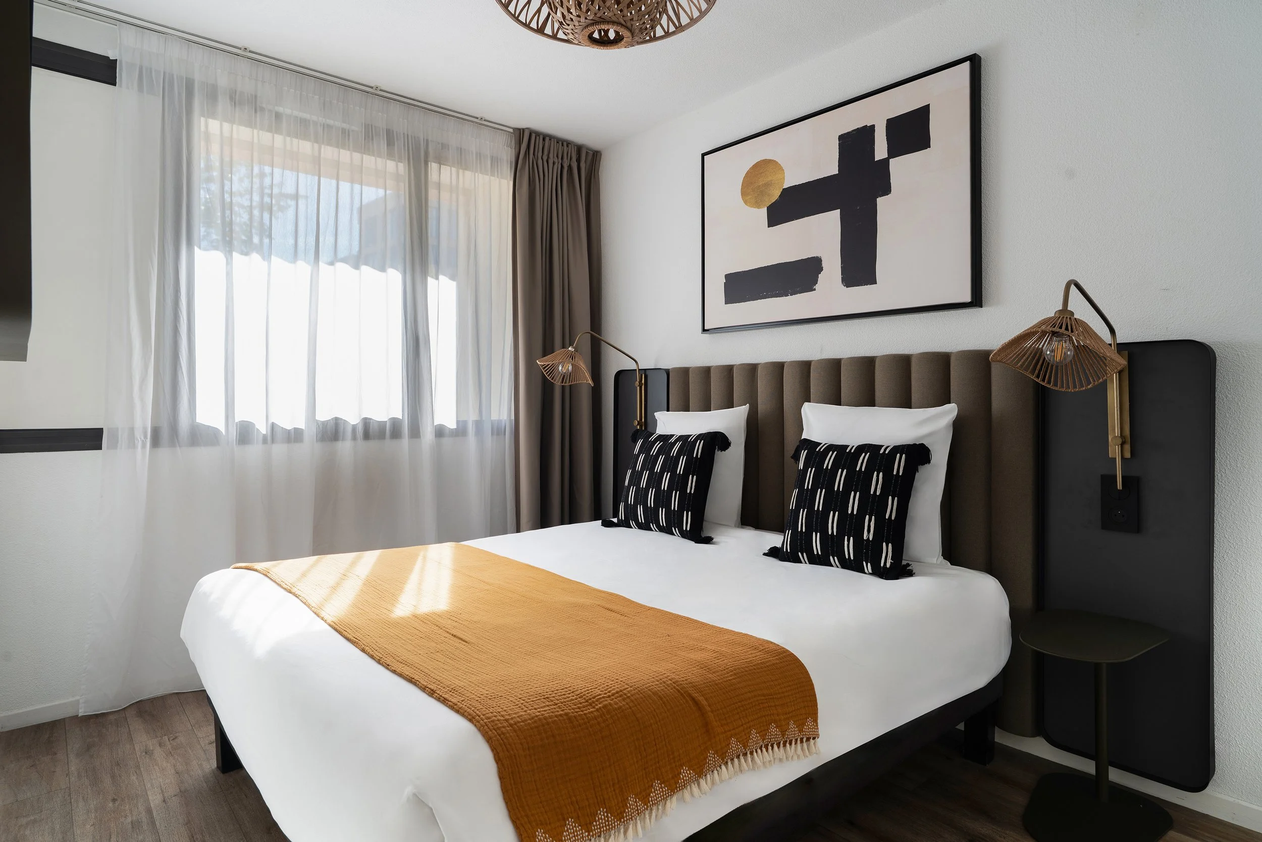 Photographie d'une chambre d'hôtel