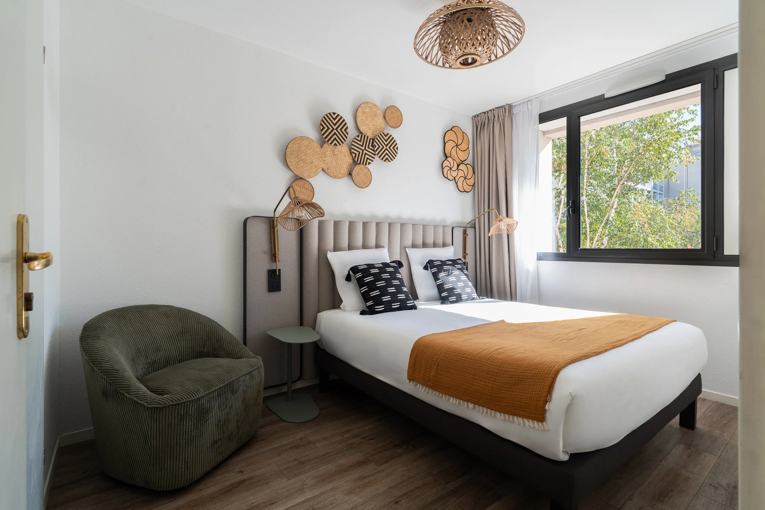 Photographie d'une chambre d'hôtel