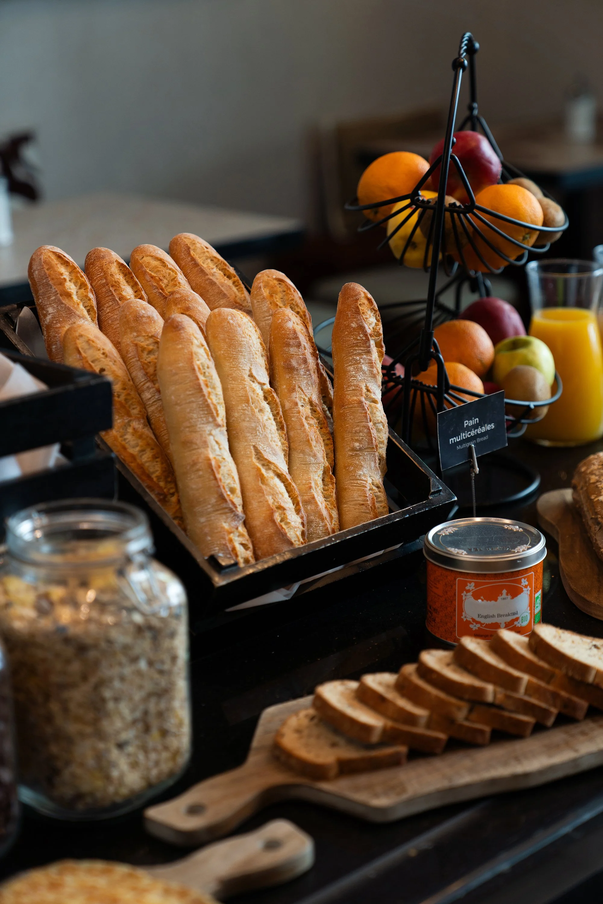 Détail du buffet petit-déjeuner d'un hôtel