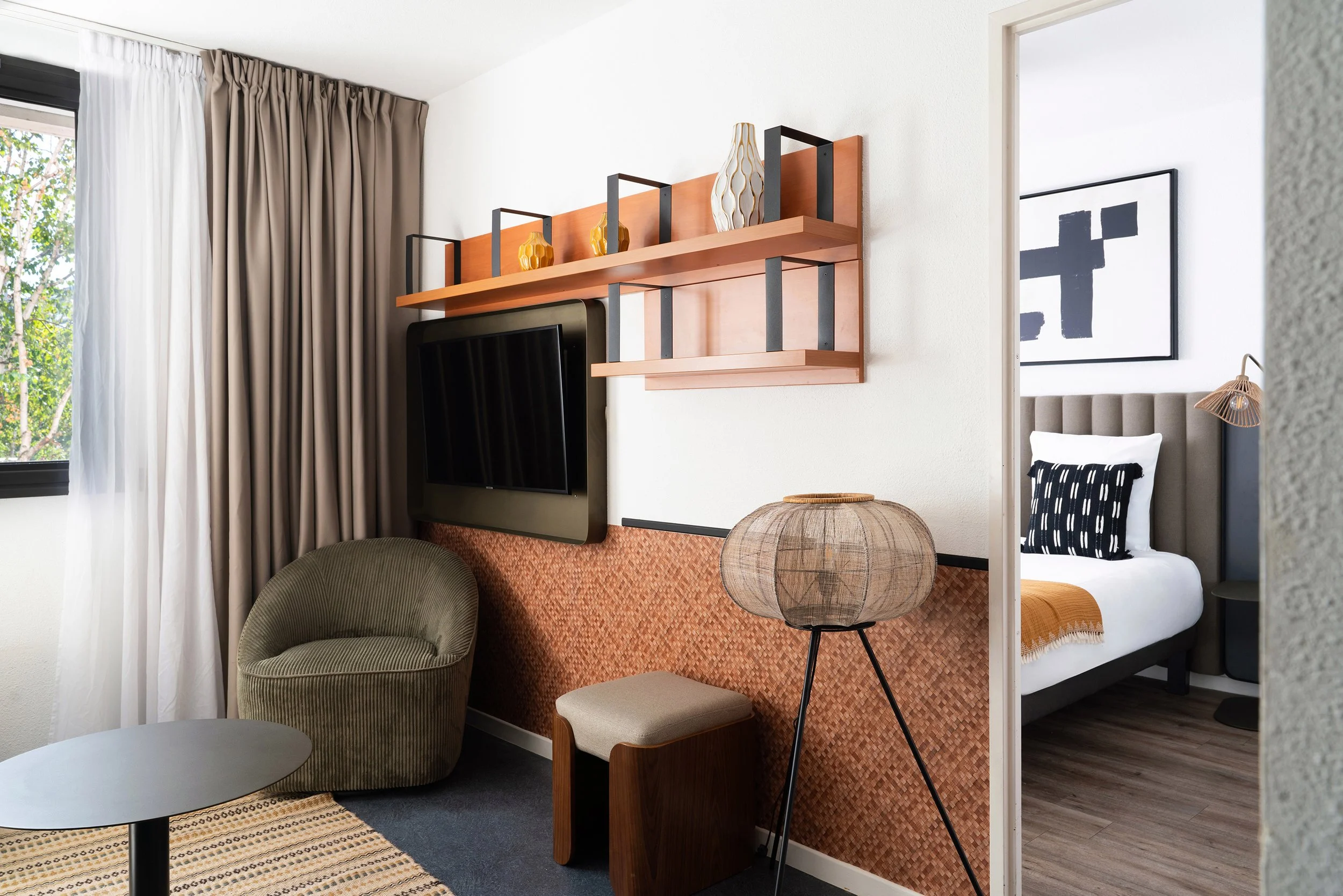 Photographie d'une chambre d'hôtel