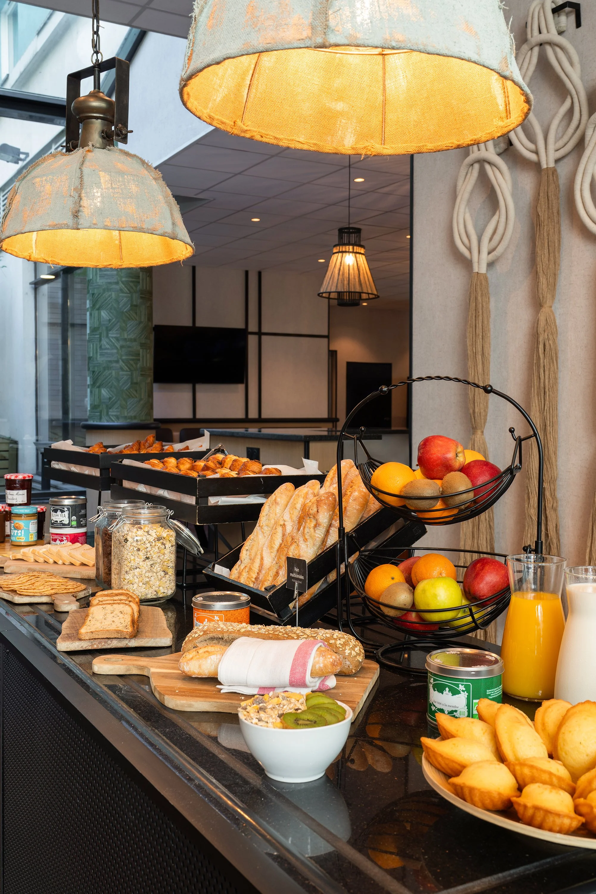 Détail du buffet petit-déjeuner d'un hôtel