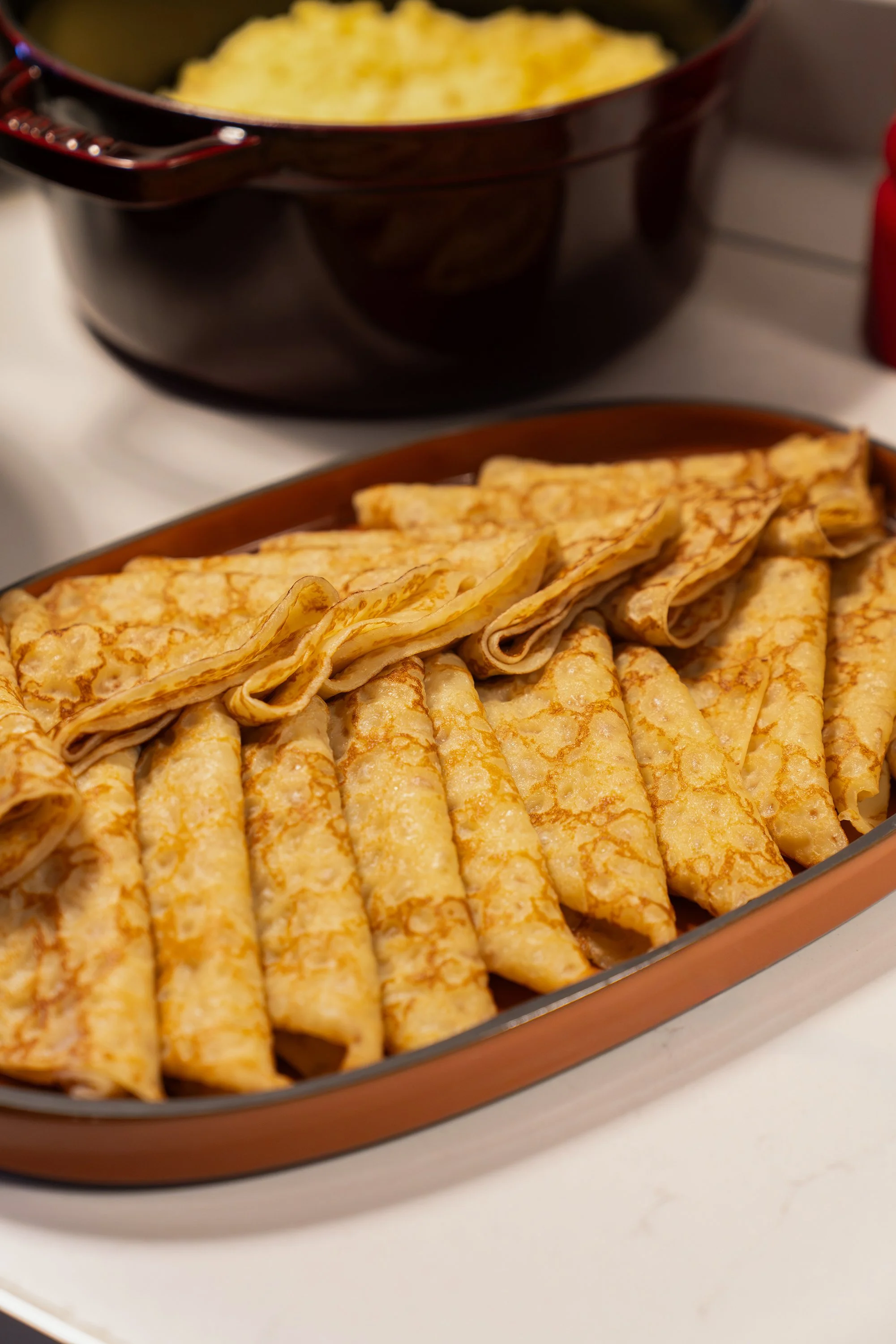 Détail de la présentation des mets du petit-déjeuner