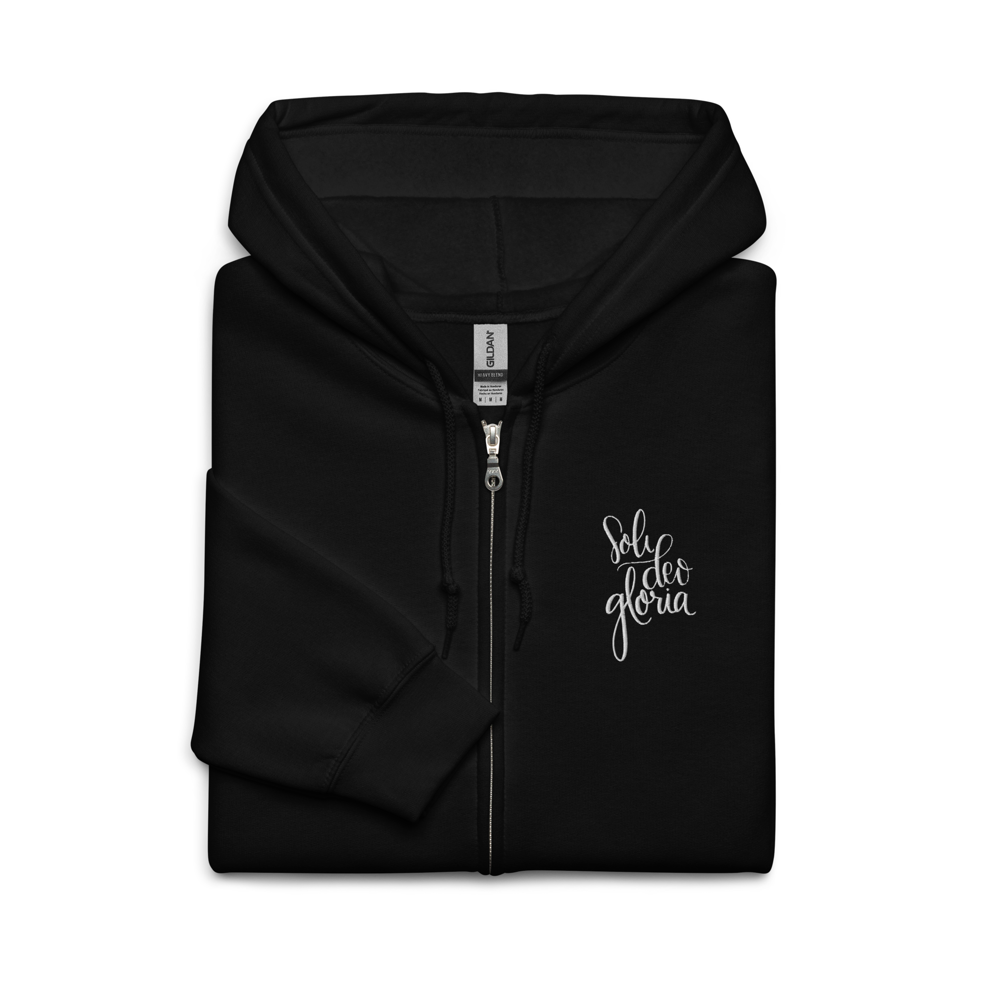 Soli deo gloria zip hoodie in black