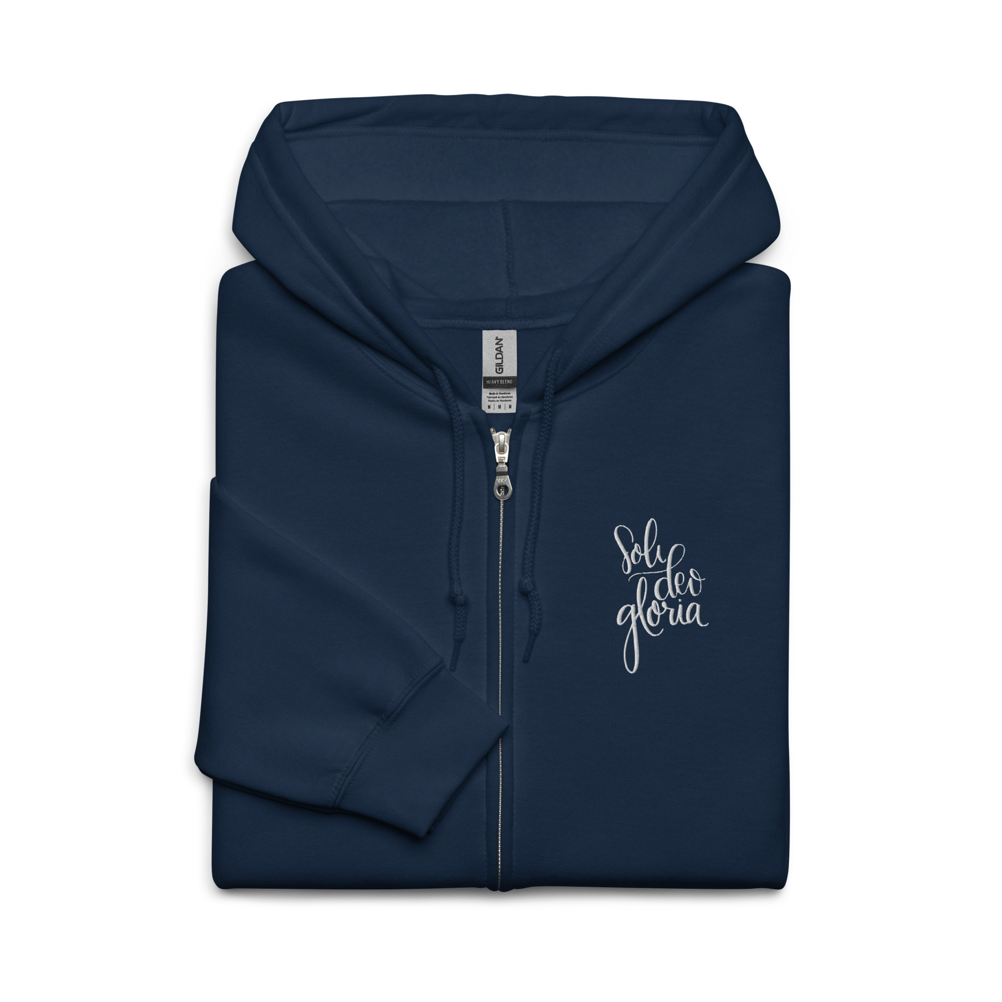 Soli deo gloria zip hoodie in navy